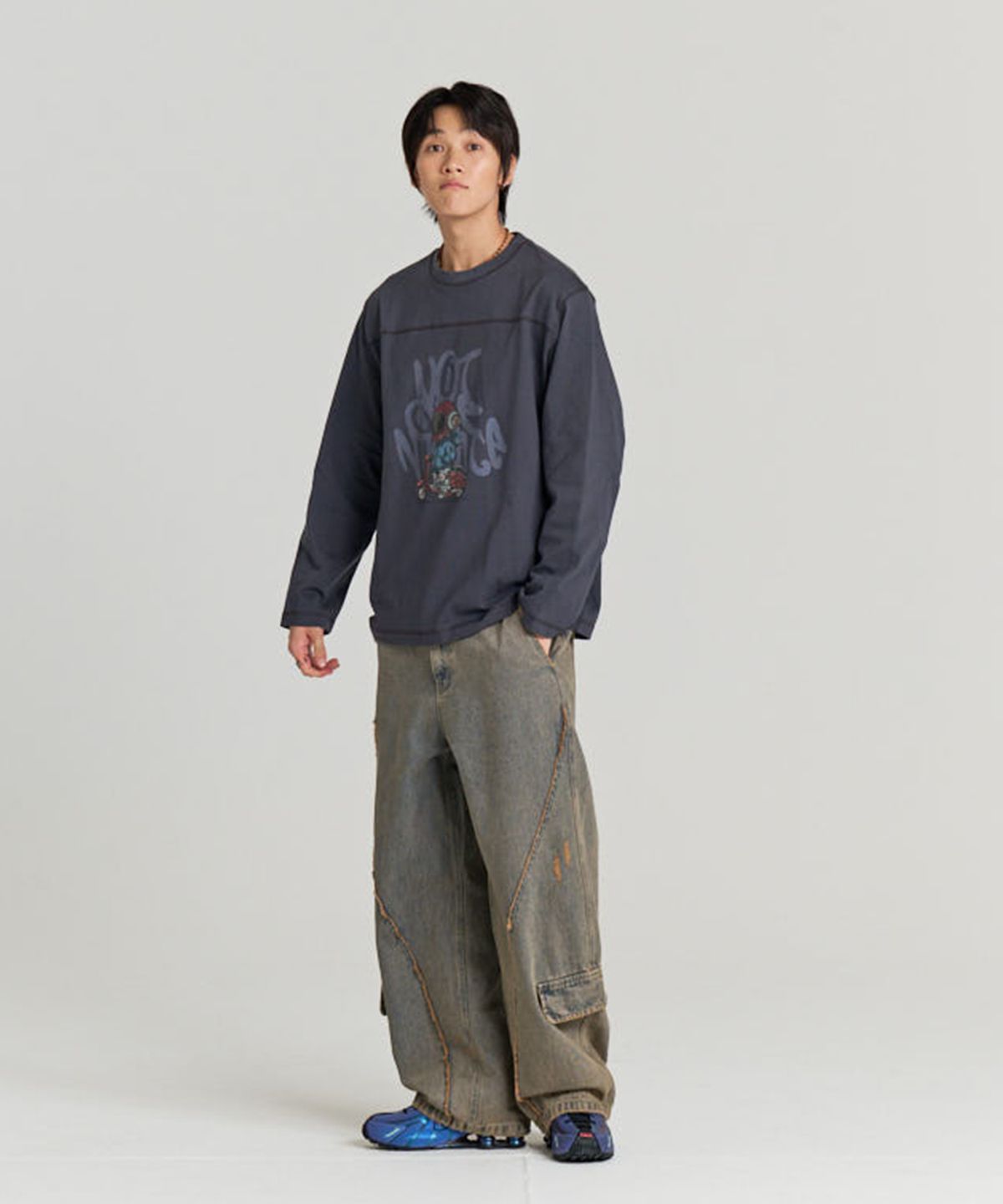논타입(NONTYPE) N.O.N BIKE LONG SLEEVE (NAVY PURPLE)