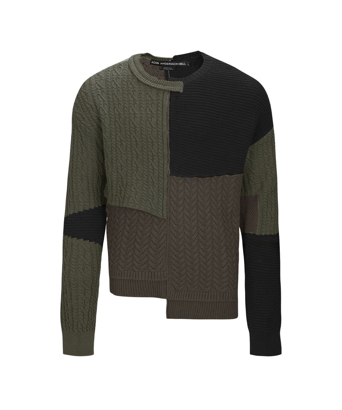 앤더슨벨(ADSB ANDERSSON BELL) PATCHWORK ASYMMETRIC CREWNECK SWEATER atb1330m(MULTI)