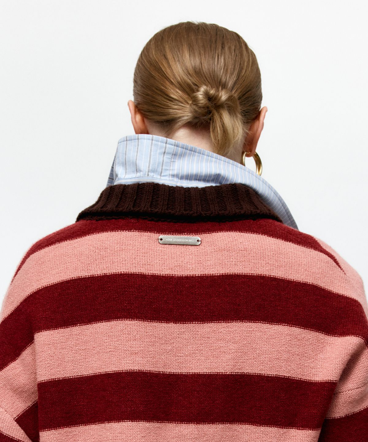 앤더슨벨(ADSB ANDERSSON BELL) LOOSE-FIT STRIPE COLLAR SWEATER atb1399w(PINK/RED WINE)