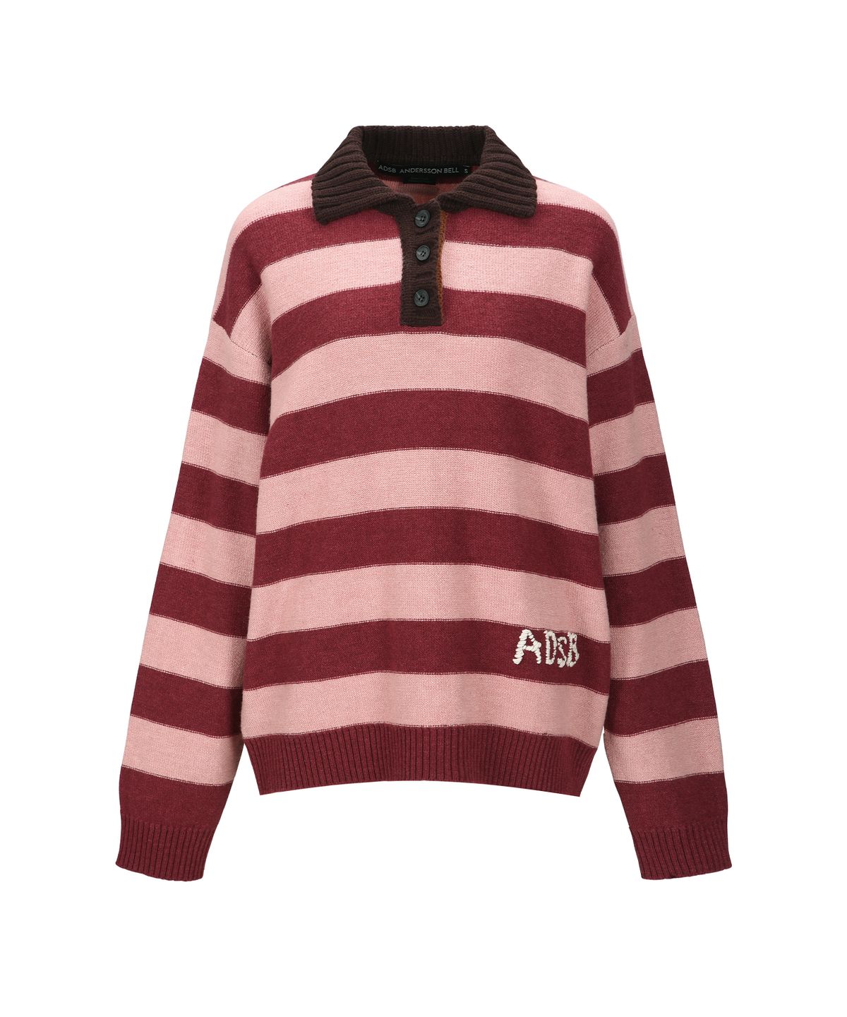 앤더슨벨(ADSB ANDERSSON BELL) LOOSE-FIT STRIPE COLLAR SWEATER atb1399w(PINK/RED WINE)
