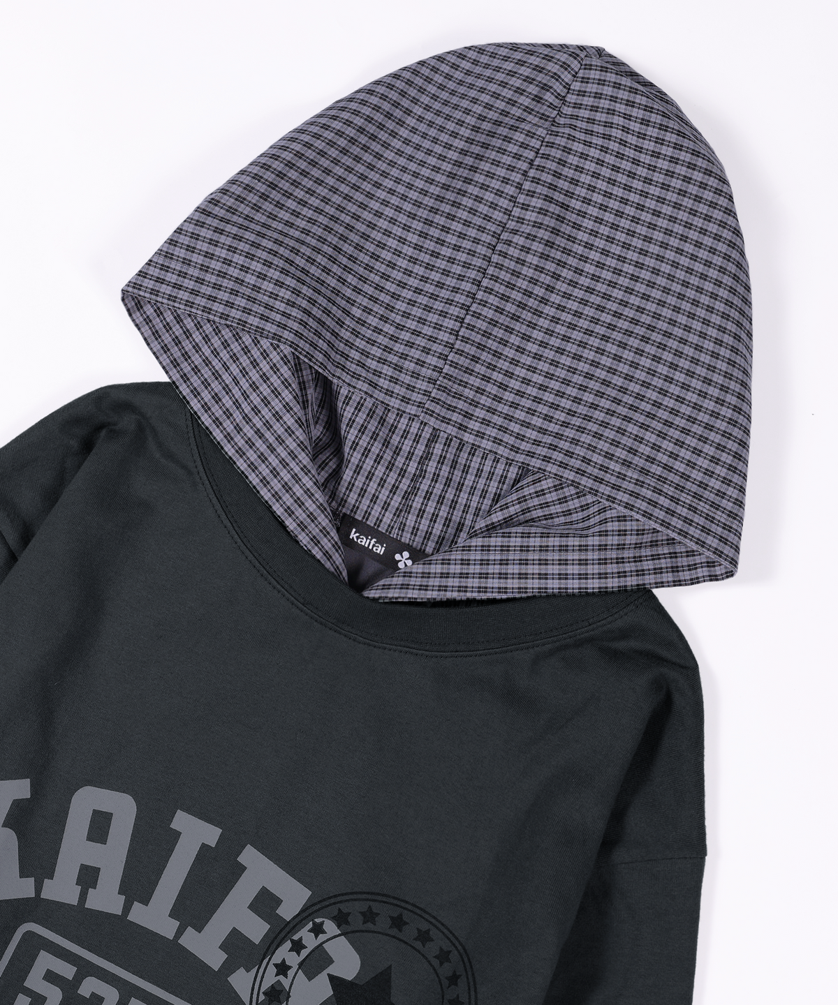 카이파이(KAIFAI) 체크 레이어드 롱슬리브 (차콜) K25ZB165