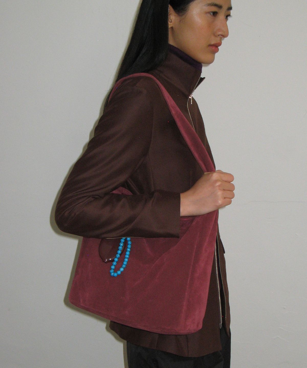 포테(POTE) [3차리오더:바로출고] 0008 Square Shoulder Bag_Suede Plum