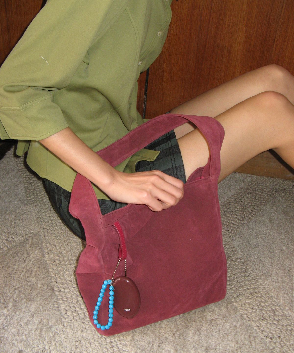 포테(POTE) [3차리오더:바로출고] 0008 Square Shoulder Bag_Suede Plum
