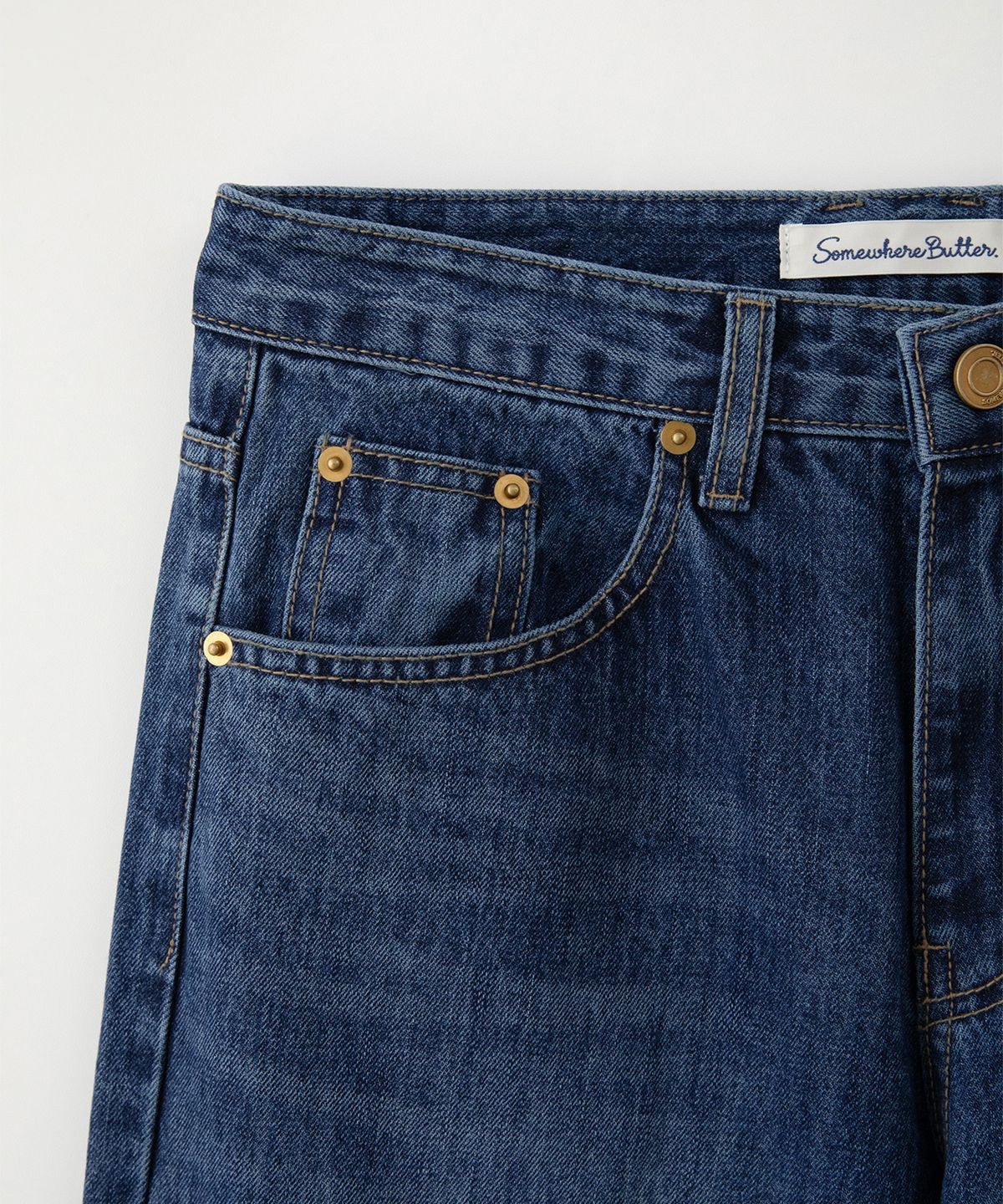 썸웨어버터(SOMEWHEREBUTTER) Ant Wide Denim Pants - Deep Blue