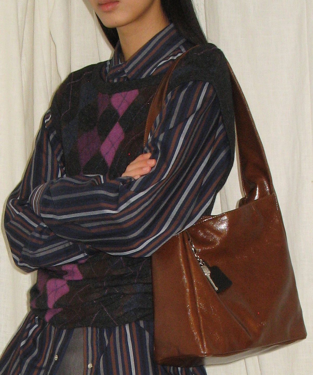 포테(POTE) [2차리오더:바로출고] 0008 Square Shoulder Bag_Leather Brown