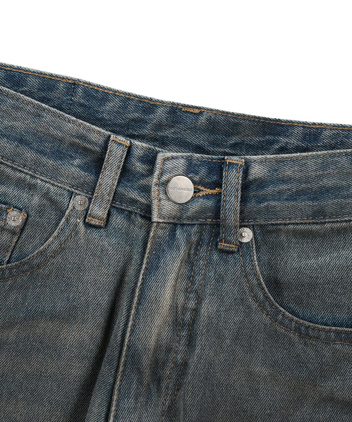 낫포너드(NOT4NERD) Brush Stroke Washed Denim Pants - Deep Blue