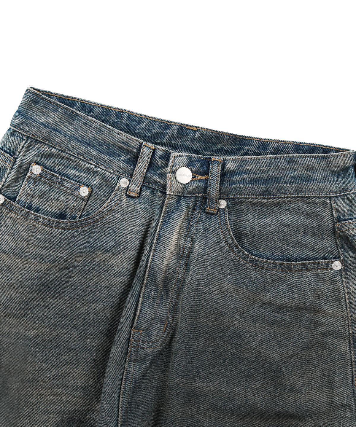 낫포너드(NOT4NERD) Brush Stroke Washed Denim Pants - Deep Blue