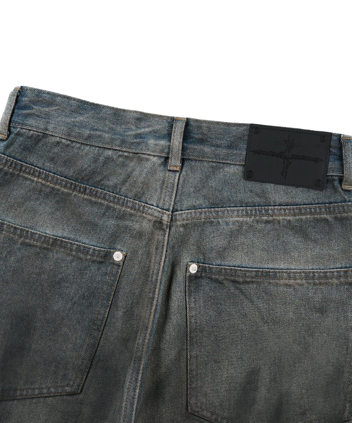 낫포너드(NOT4NERD) Brush Stroke Washed Denim Pants - Deep Blue