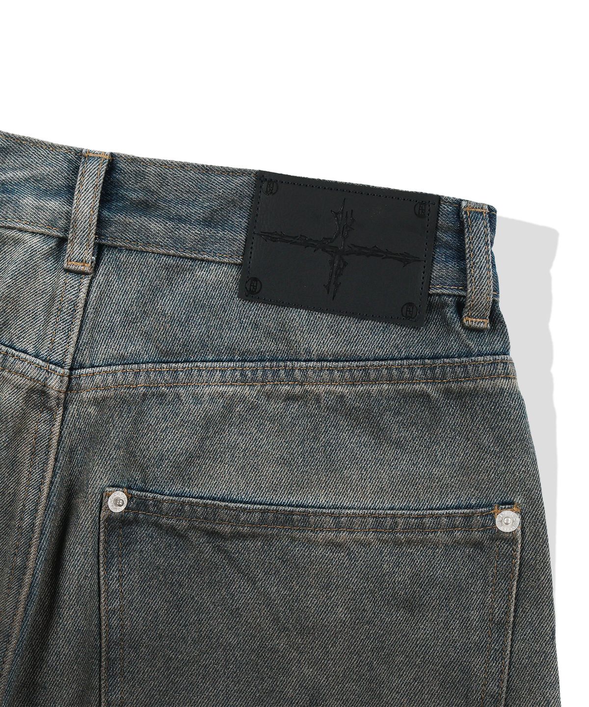 낫포너드(NOT4NERD) Brush Stroke Washed Denim Pants - Deep Blue