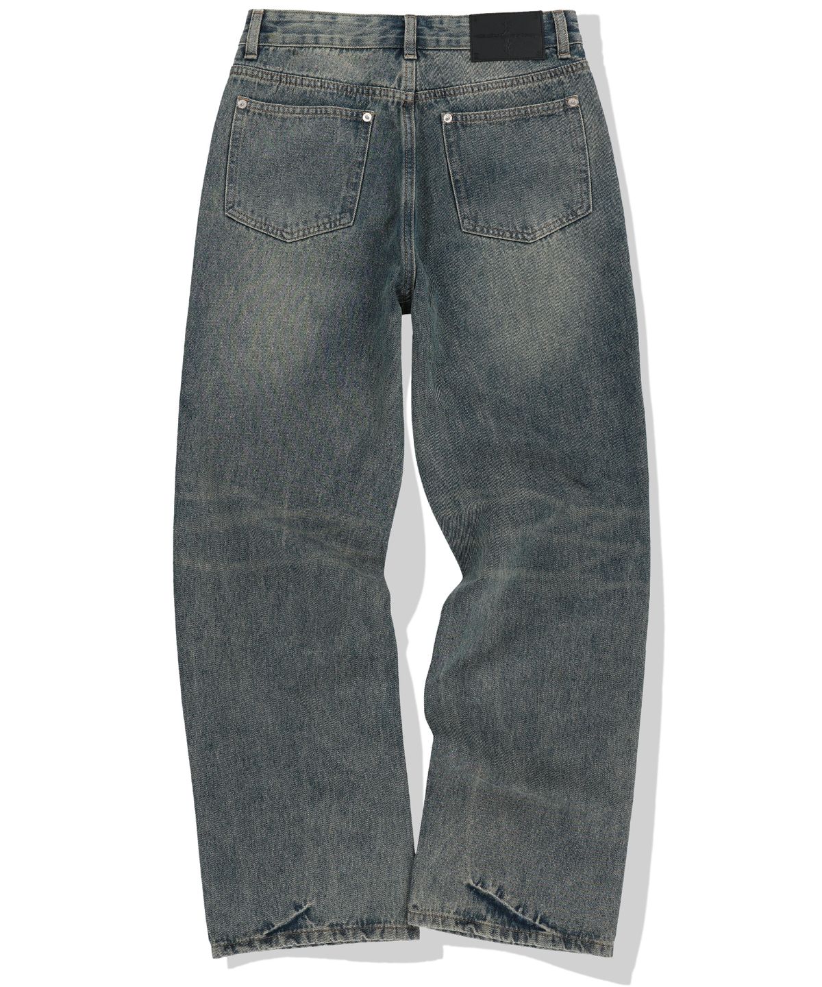 낫포너드(NOT4NERD) Destroyed Sand Washed Semi Flare Fit Denim Pants - Deep Blue