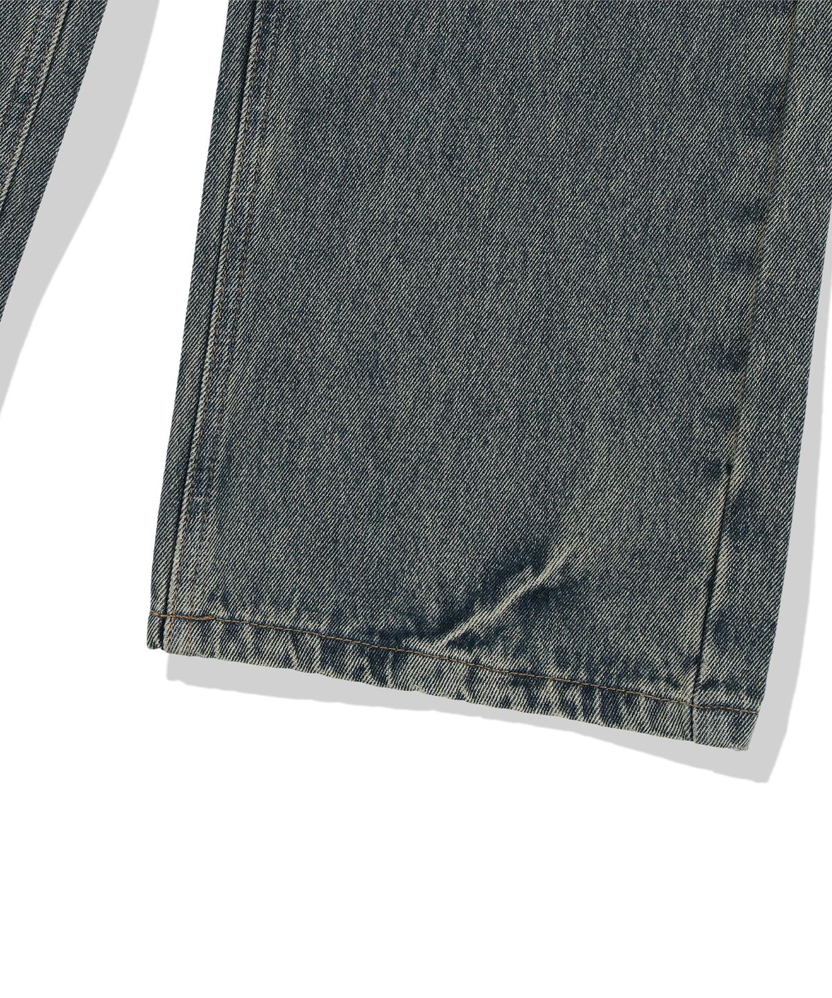 낫포너드(NOT4NERD) Destroyed Sand Washed Semi Flare Fit Denim Pants - Deep Blue