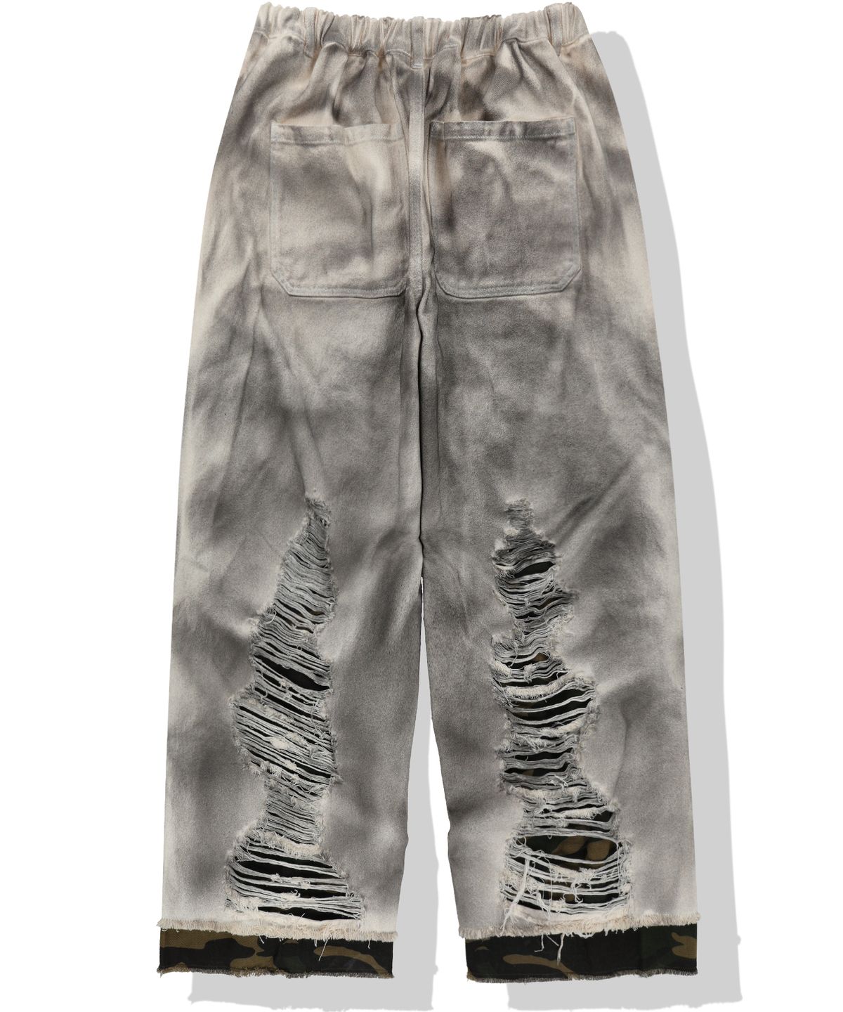 낫포너드(NOT4NERD) Camo Layered Destroyed Denim Pants - Ivory