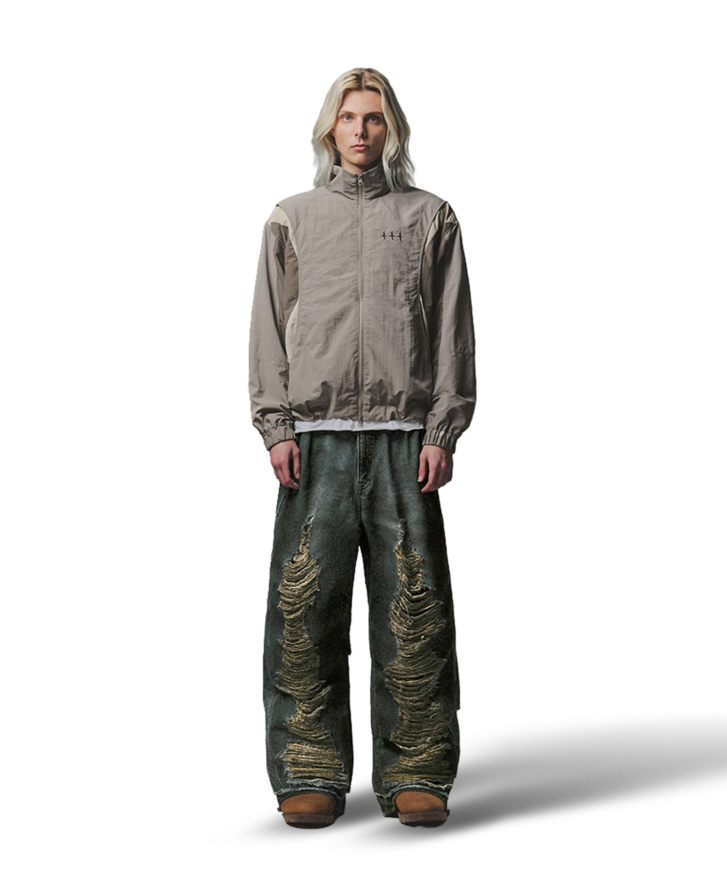 MUSINSA | NOT4NERD Camo Layered Destroyed Denim Pants - Deep