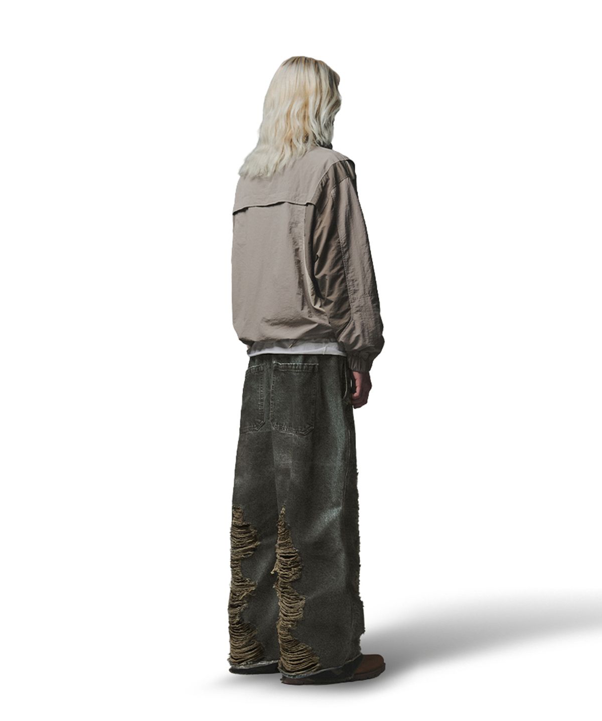 낫포너드(NOT4NERD) Camo Layered Destroyed Denim Pants - Deep Blue