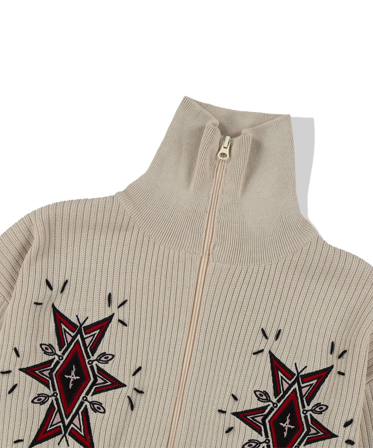 낫포너드(NOT4NERD) Angel Argyle Knit Track Jacket - Beige
