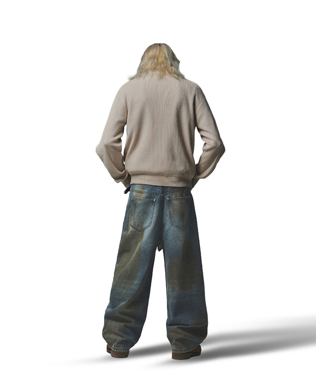 낫포너드(NOT4NERD) Angel Argyle Knit Track Jacket - Beige