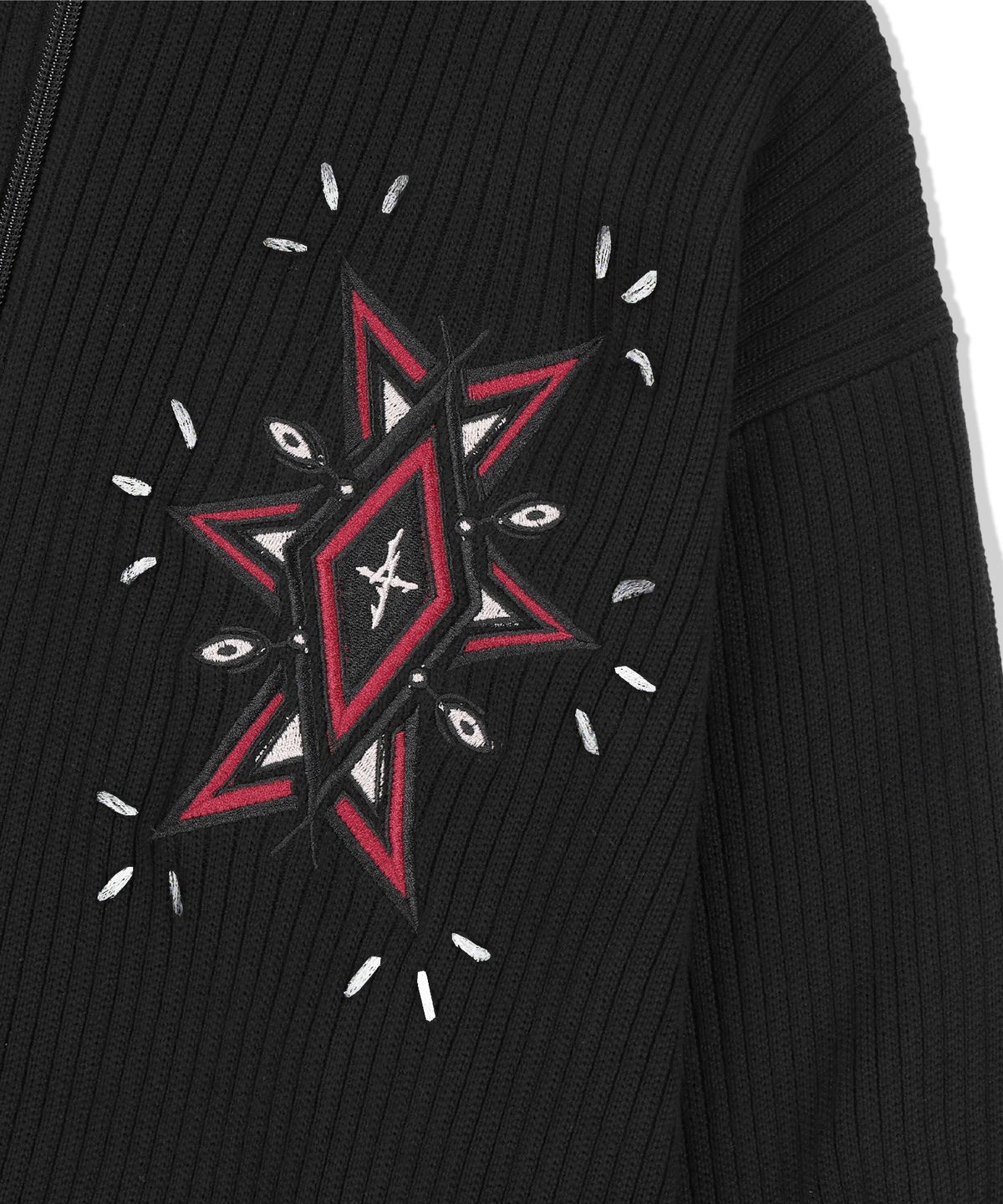 낫포너드(NOT4NERD) Angel Argyle Knit Track Jacket - Black