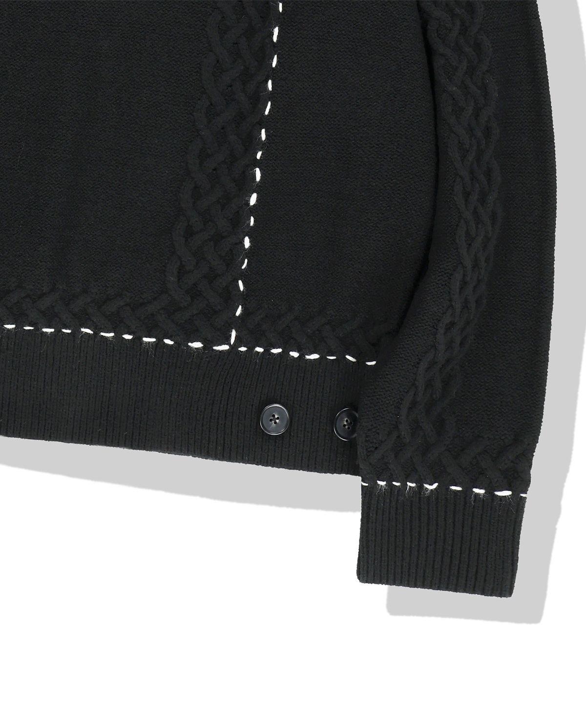 낫포너드(NOT4NERD) Contrast Stitch Knit Trucker Jacket - Black