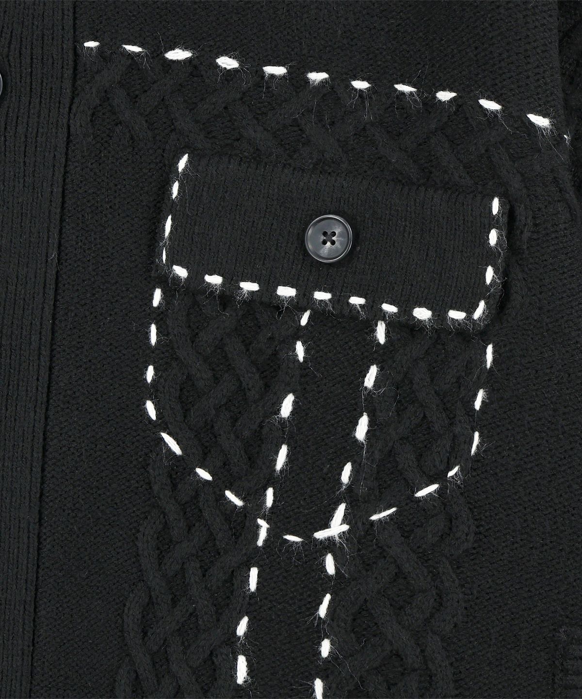 낫포너드(NOT4NERD) Contrast Stitch Knit Trucker Jacket - Black