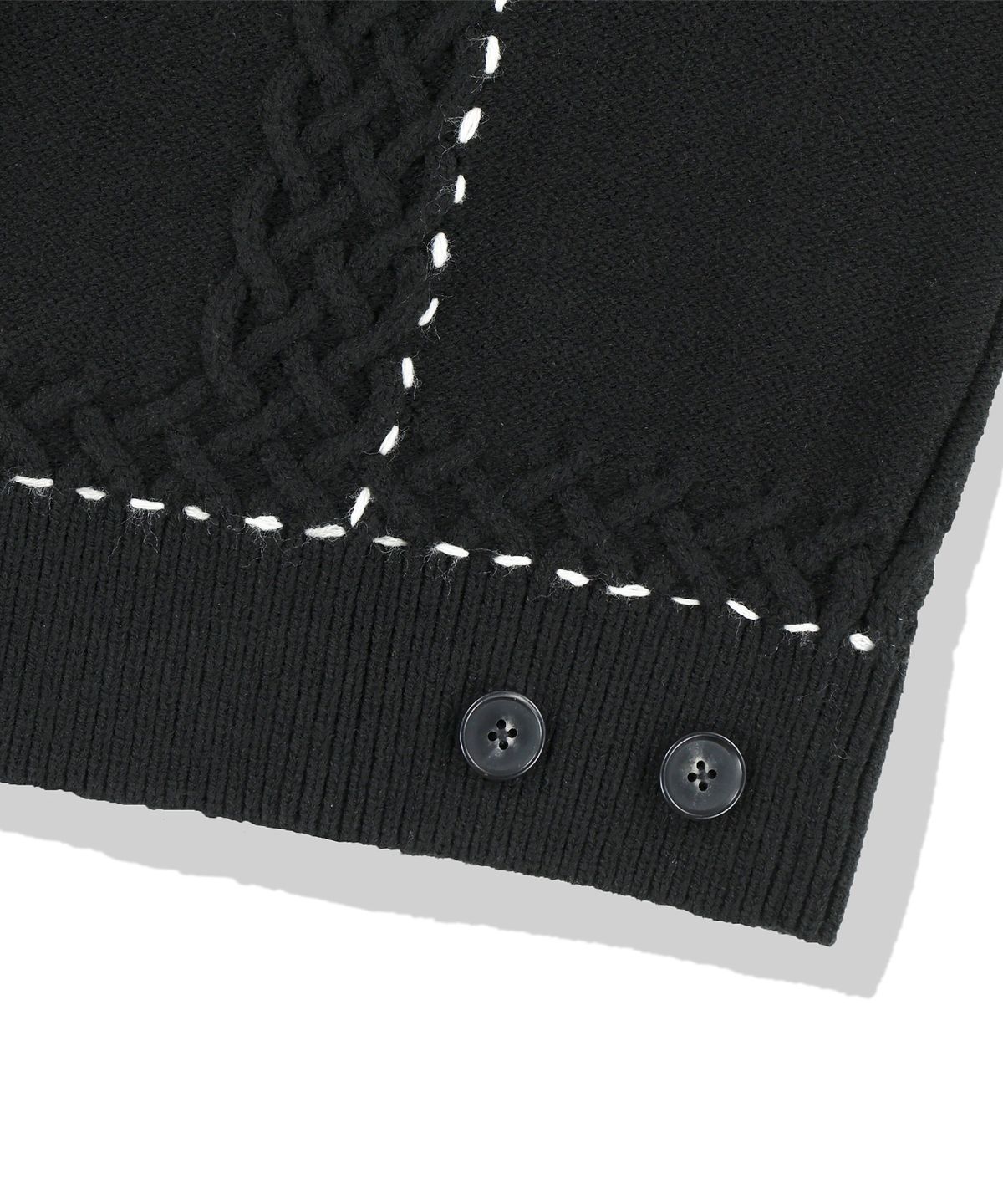 낫포너드(NOT4NERD) Contrast Stitch Knit Trucker Jacket - Black