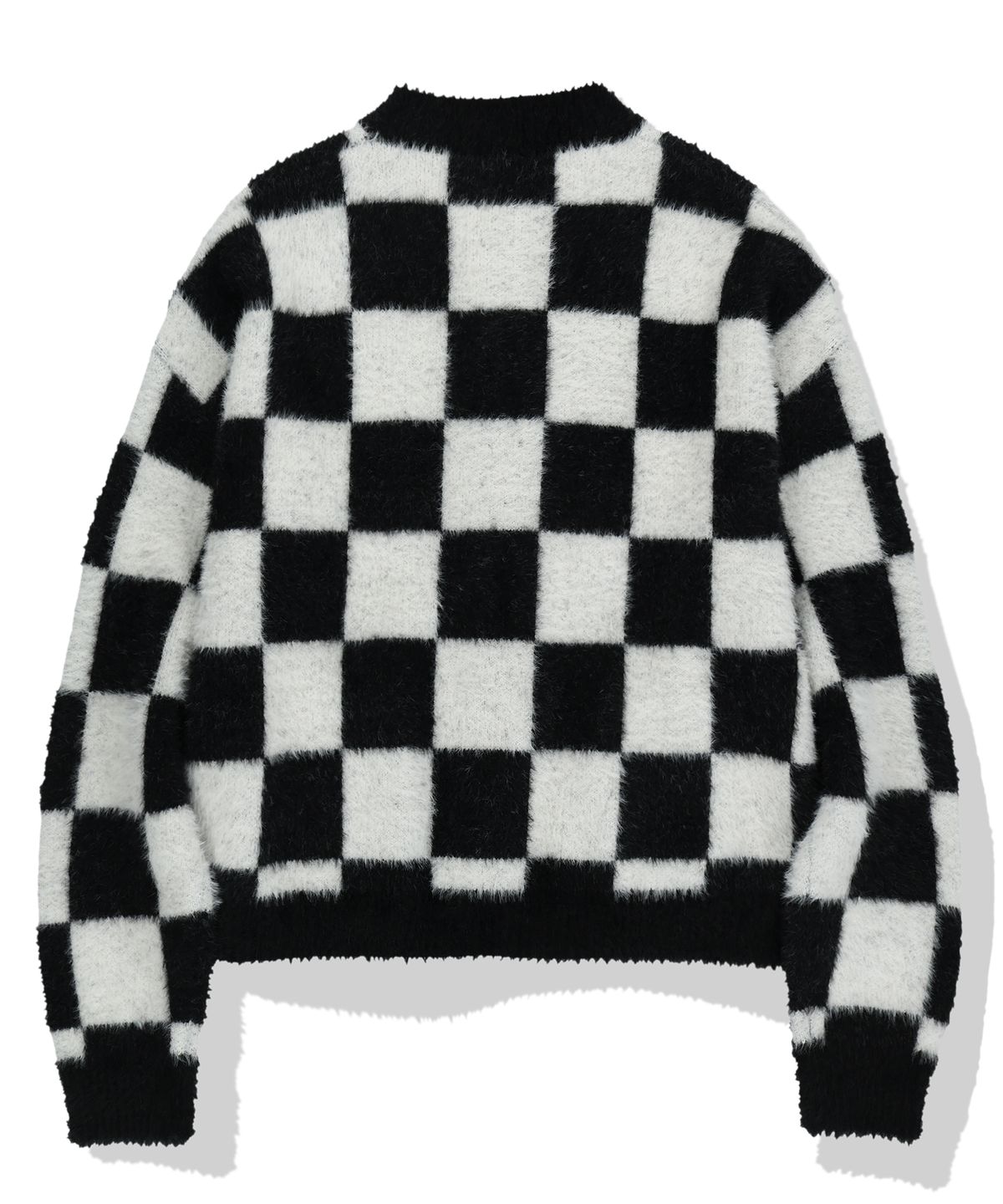 낫포너드(NOT4NERD) Checkerboard Mohair Cardigan - Black