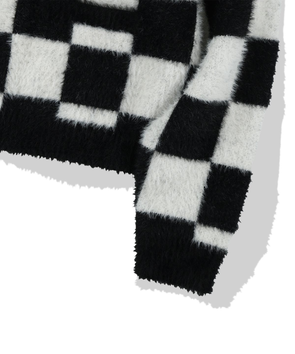 낫포너드(NOT4NERD) Checkerboard Mohair Cardigan - Black