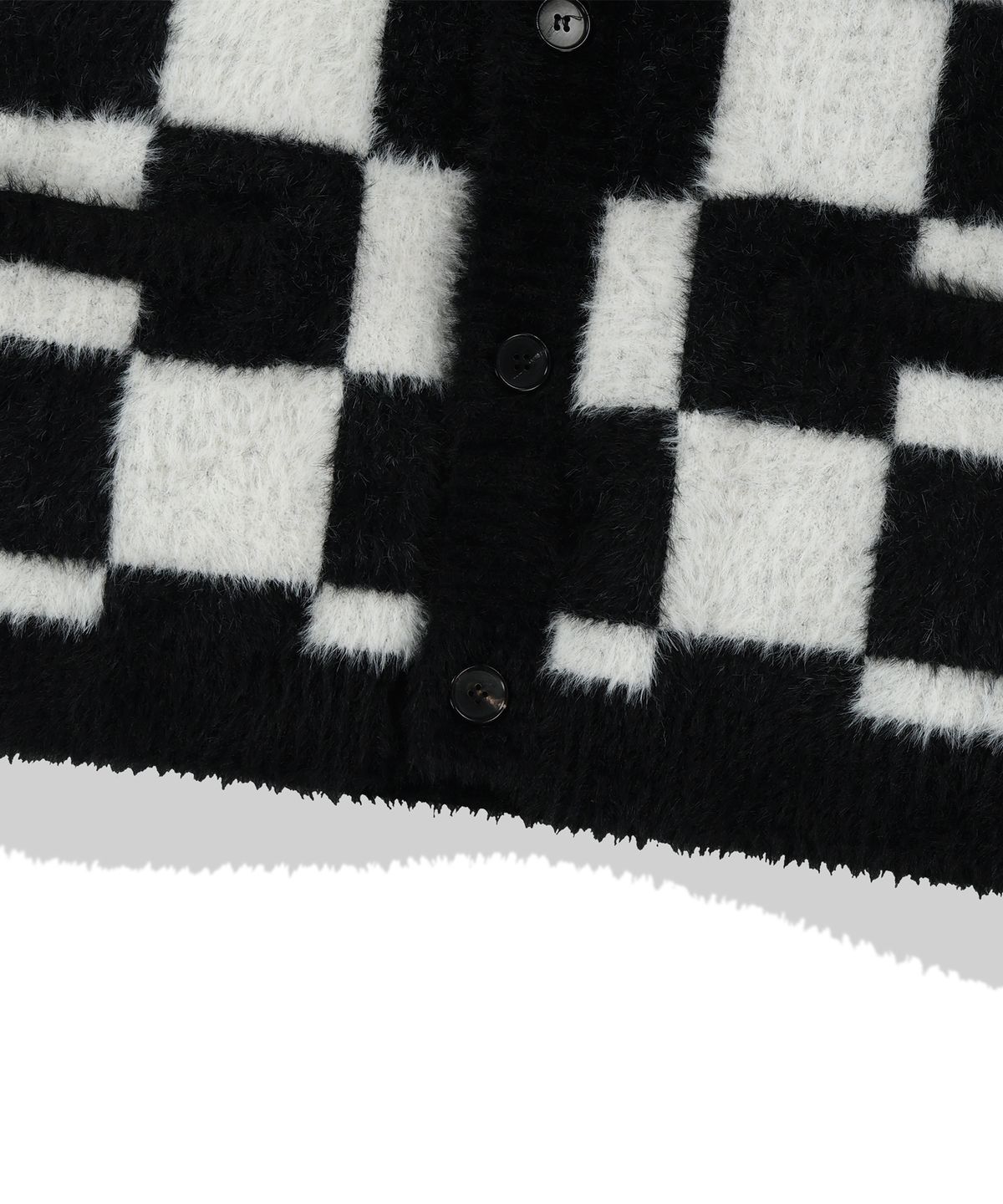 낫포너드(NOT4NERD) Checkerboard Mohair Cardigan - Black