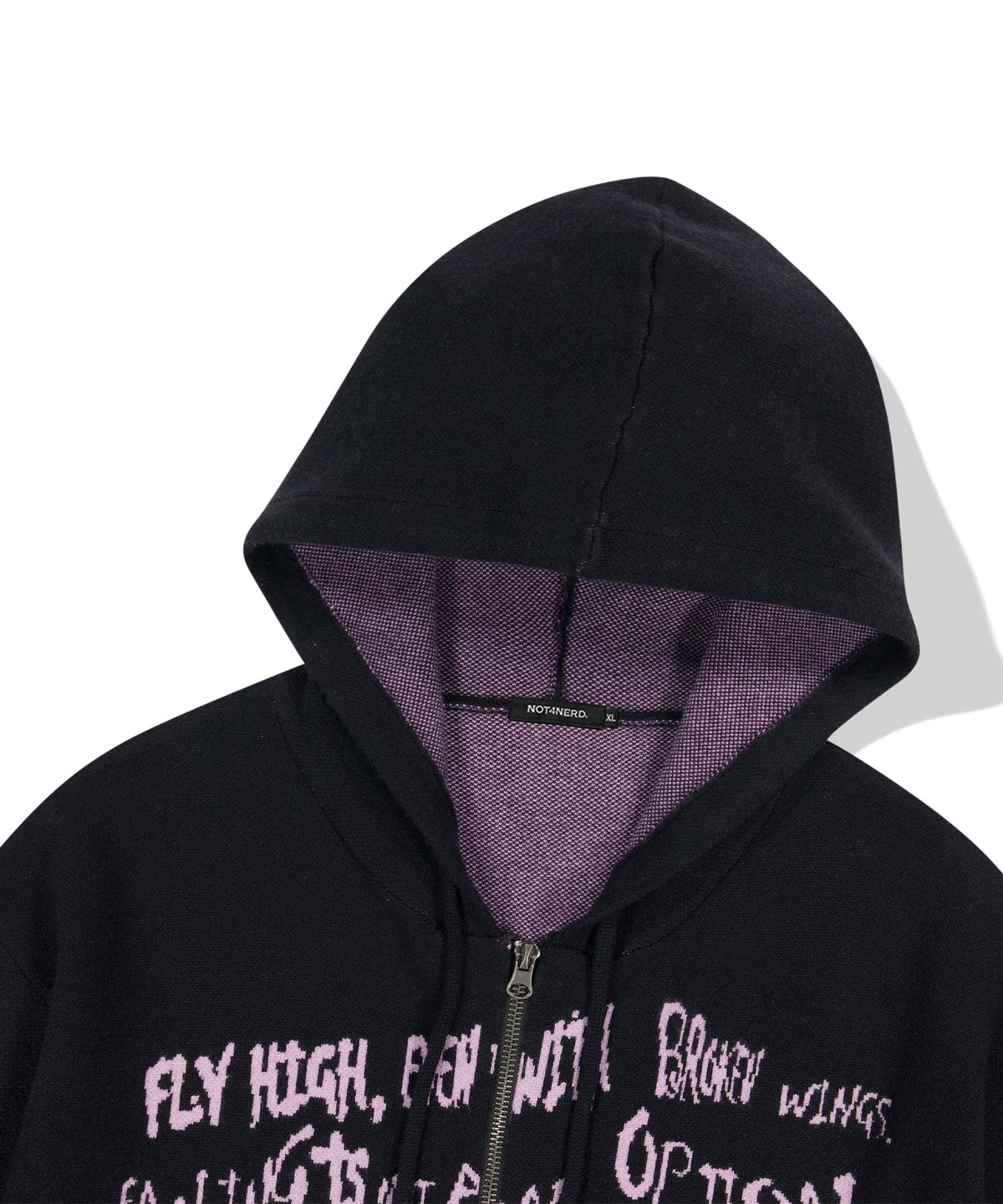 낫포너드(NOT4NERD) Broken Wings Knit Hood Zip Up - Black