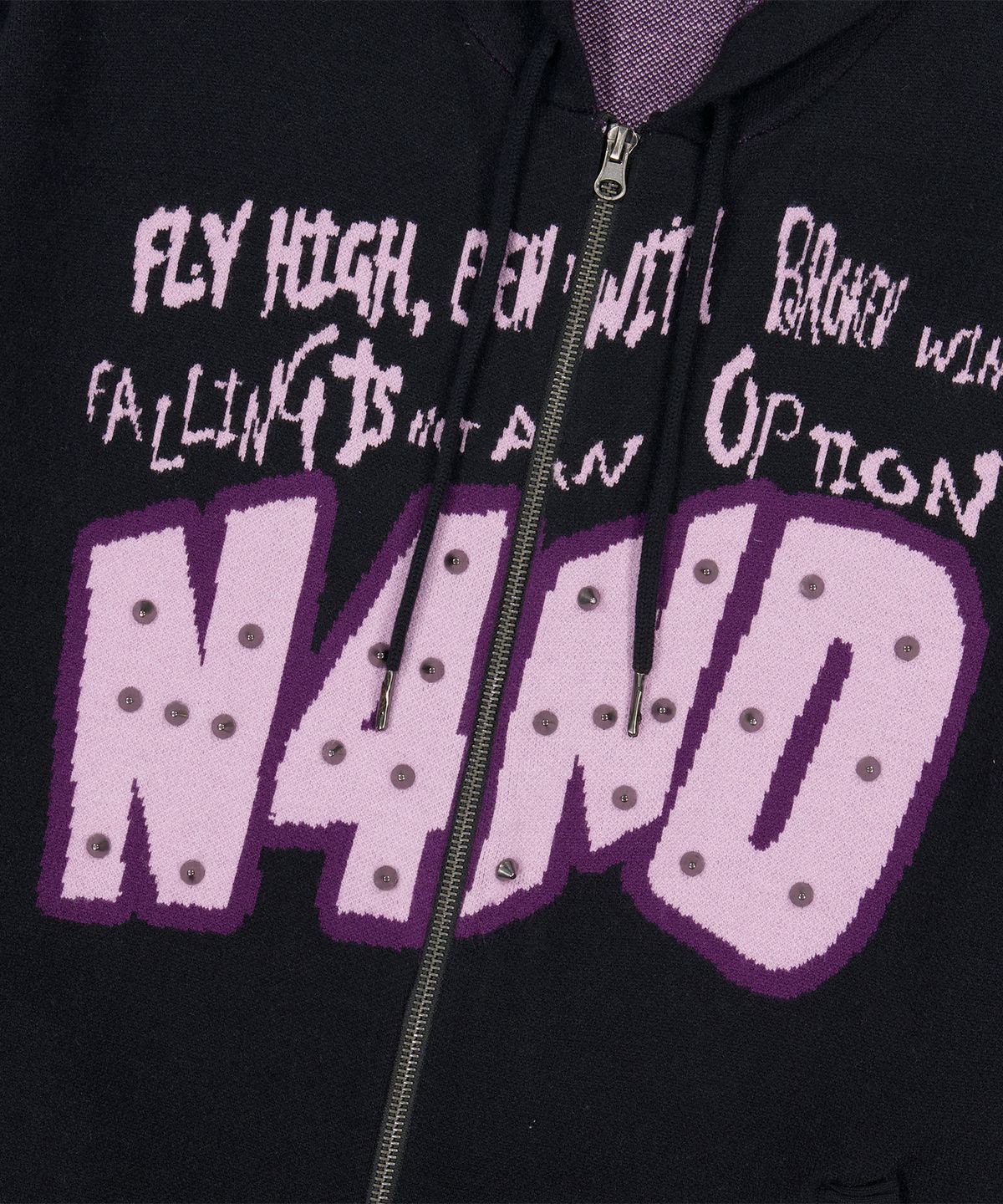 낫포너드(NOT4NERD) Broken Wings Knit Hood Zip Up - Black