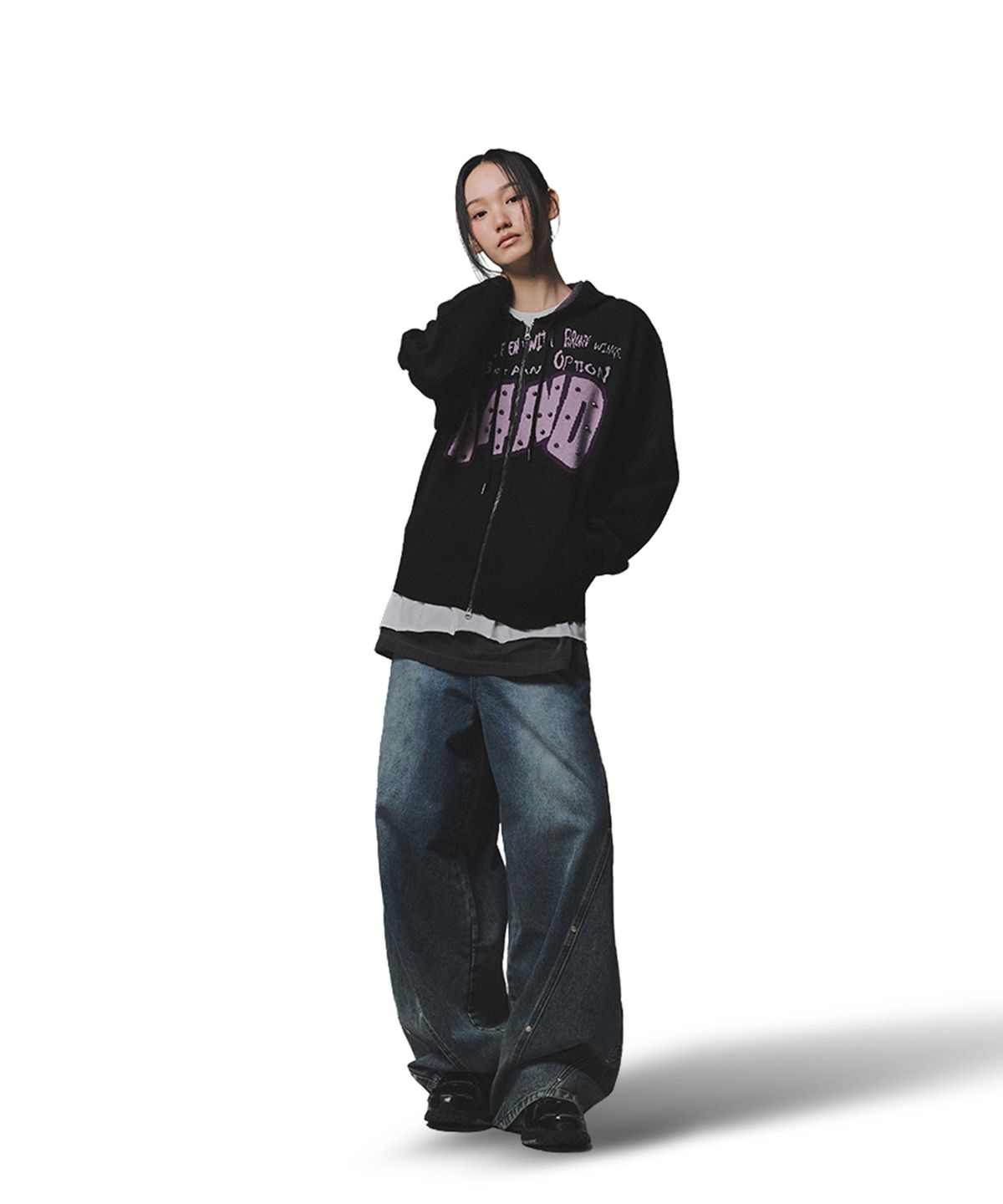 낫포너드(NOT4NERD) Broken Wings Knit Hood Zip Up - Black