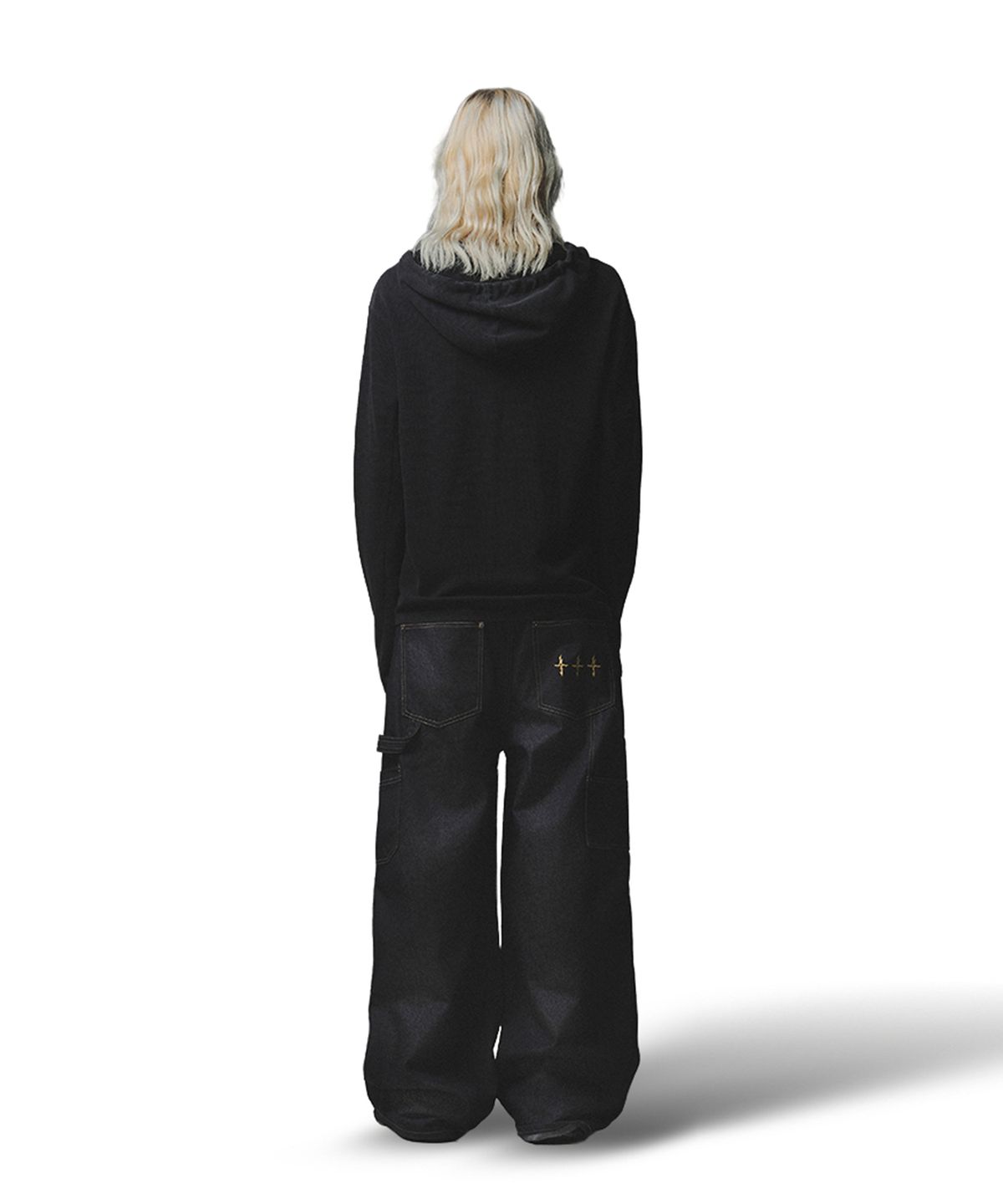 낫포너드(NOT4NERD) 444 Logo Waffle Henley Neck Hood - Charcoal