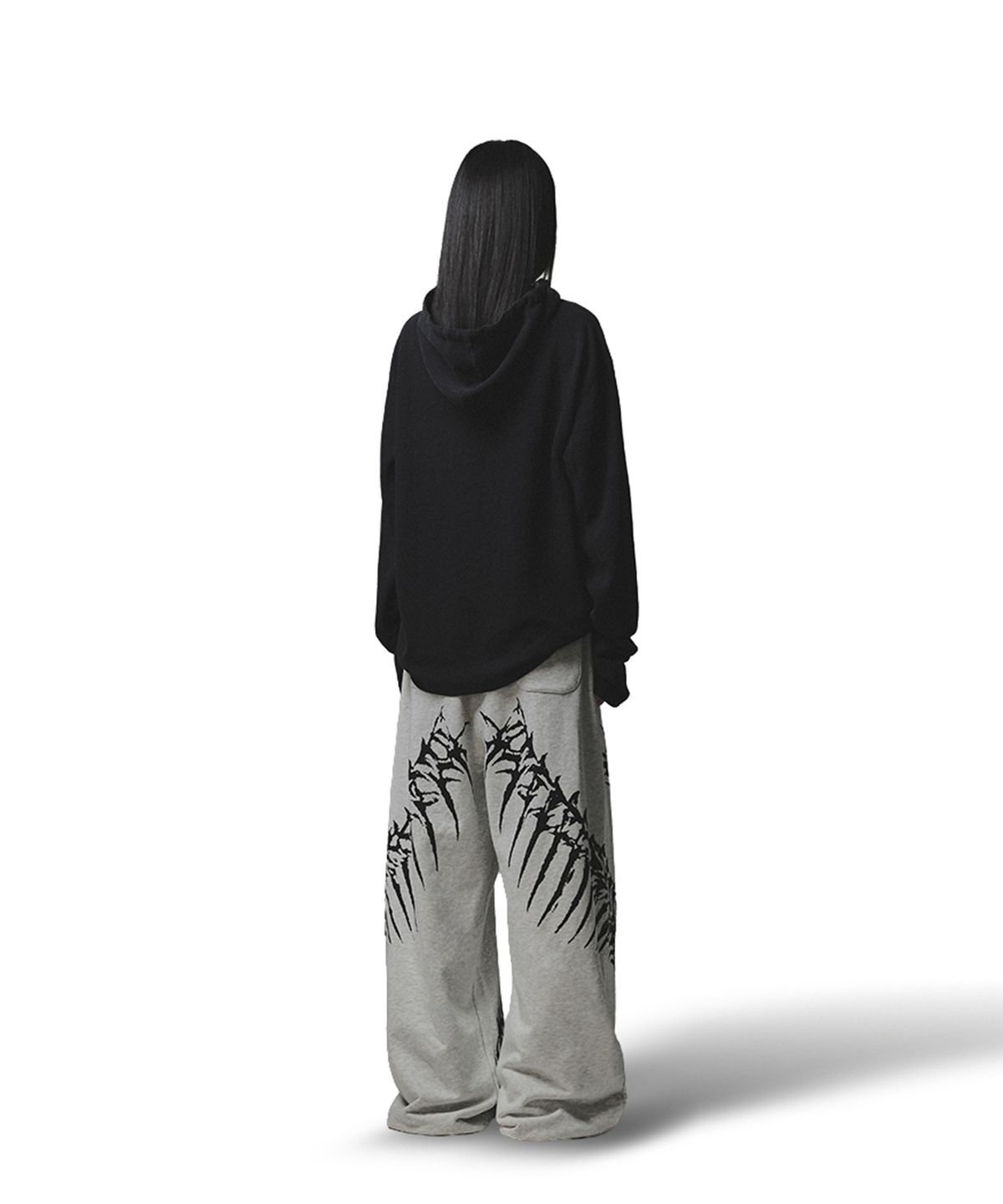 낫포너드(NOT4NERD) 444 Logo Waffle Henley Neck Hood - Charcoal