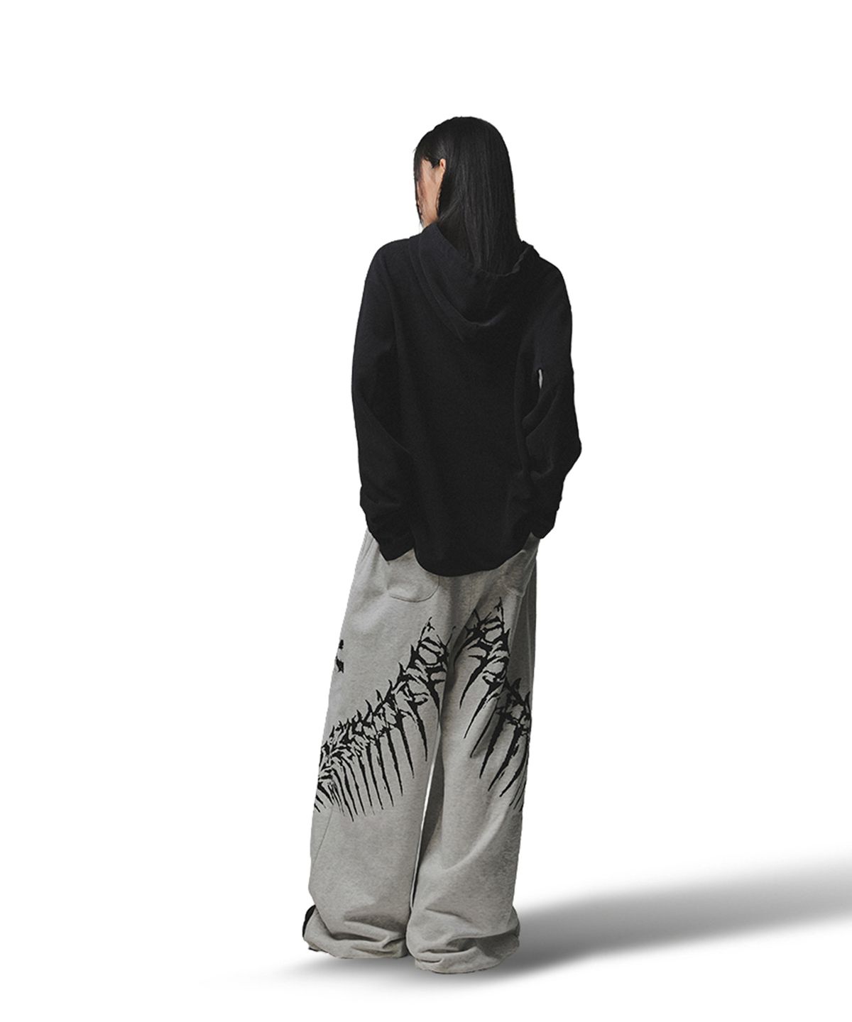 낫포너드(NOT4NERD) 444 Logo Waffle Henley Neck Hood - Charcoal