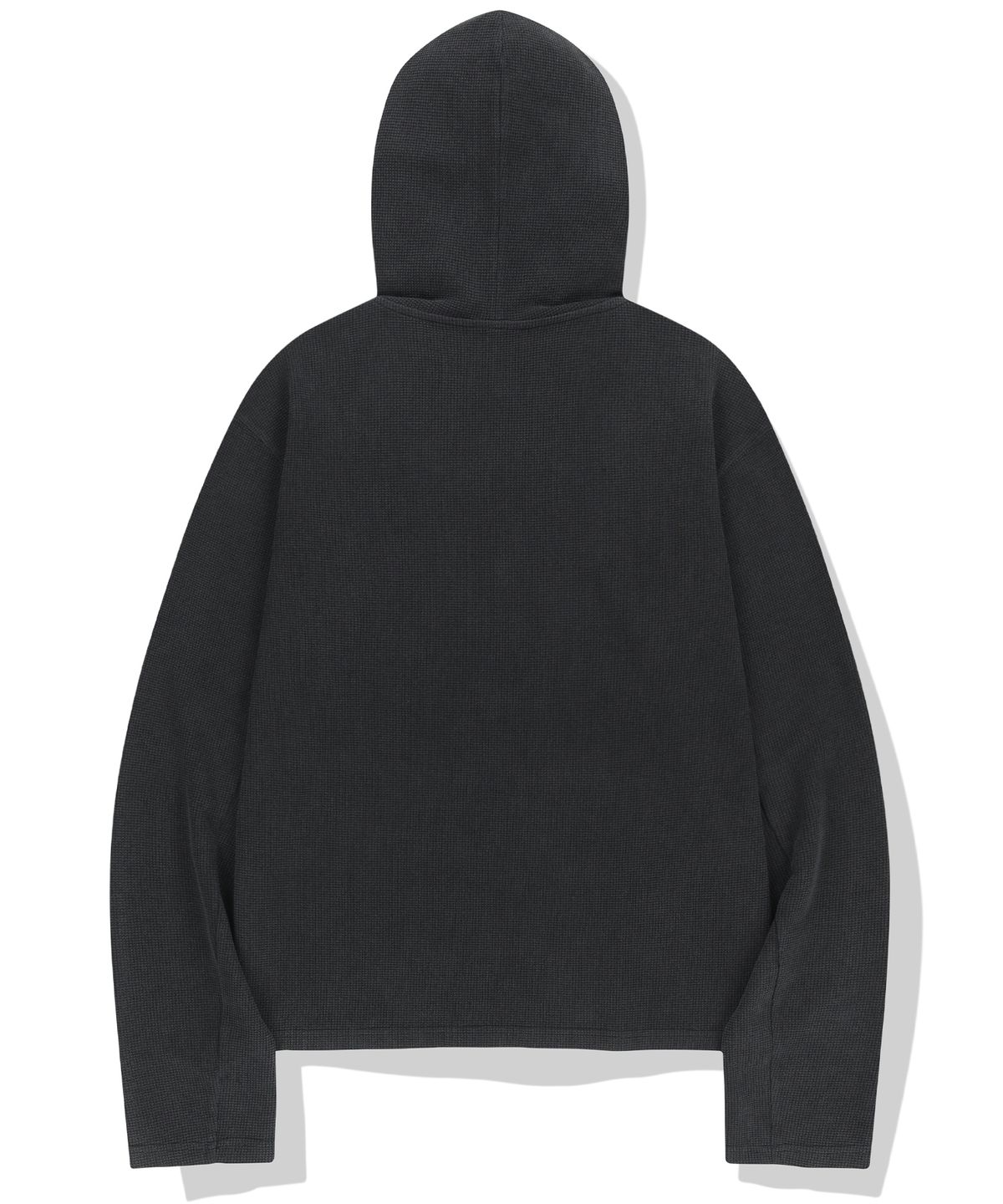 낫포너드(NOT4NERD) 444 Logo Waffle Henley Neck Hood - Charcoal