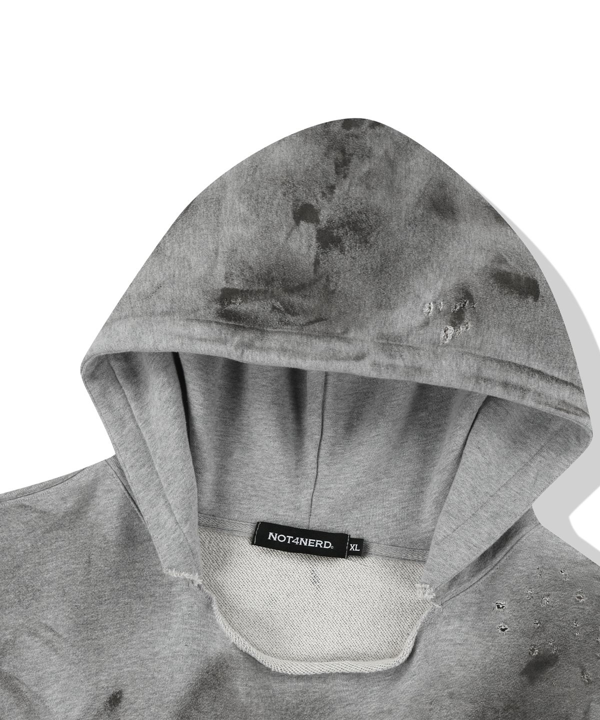 낫포너드(NOT4NERD) Damage Washed Patch Pullover Hood - Grey