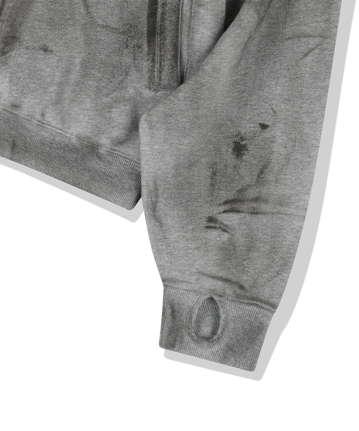 낫포너드(NOT4NERD) Damage Washed Patch Pullover Hood - Grey
