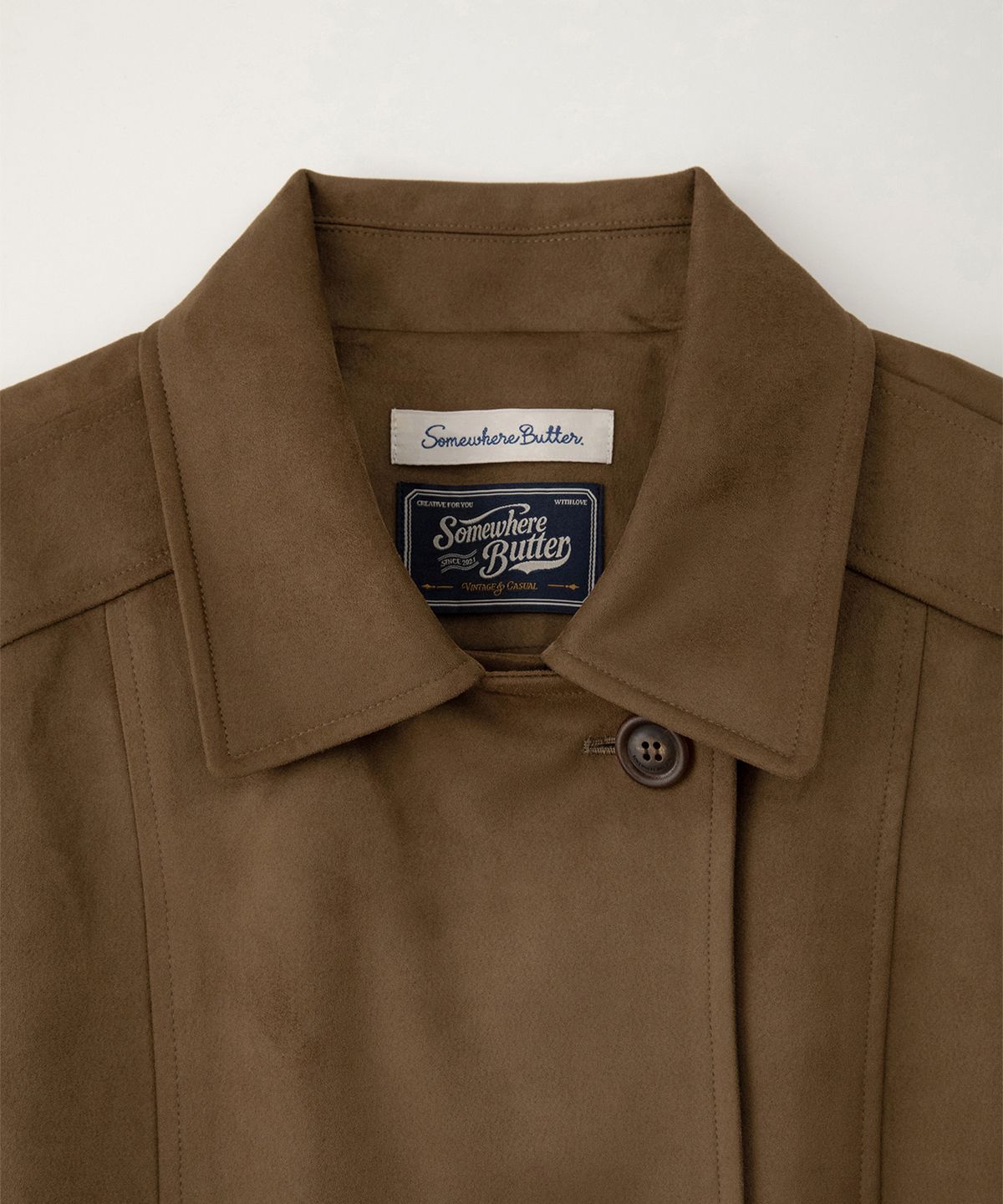 썸웨어버터(SOMEWHEREBUTTER) Rust Suede Jacket - Brown