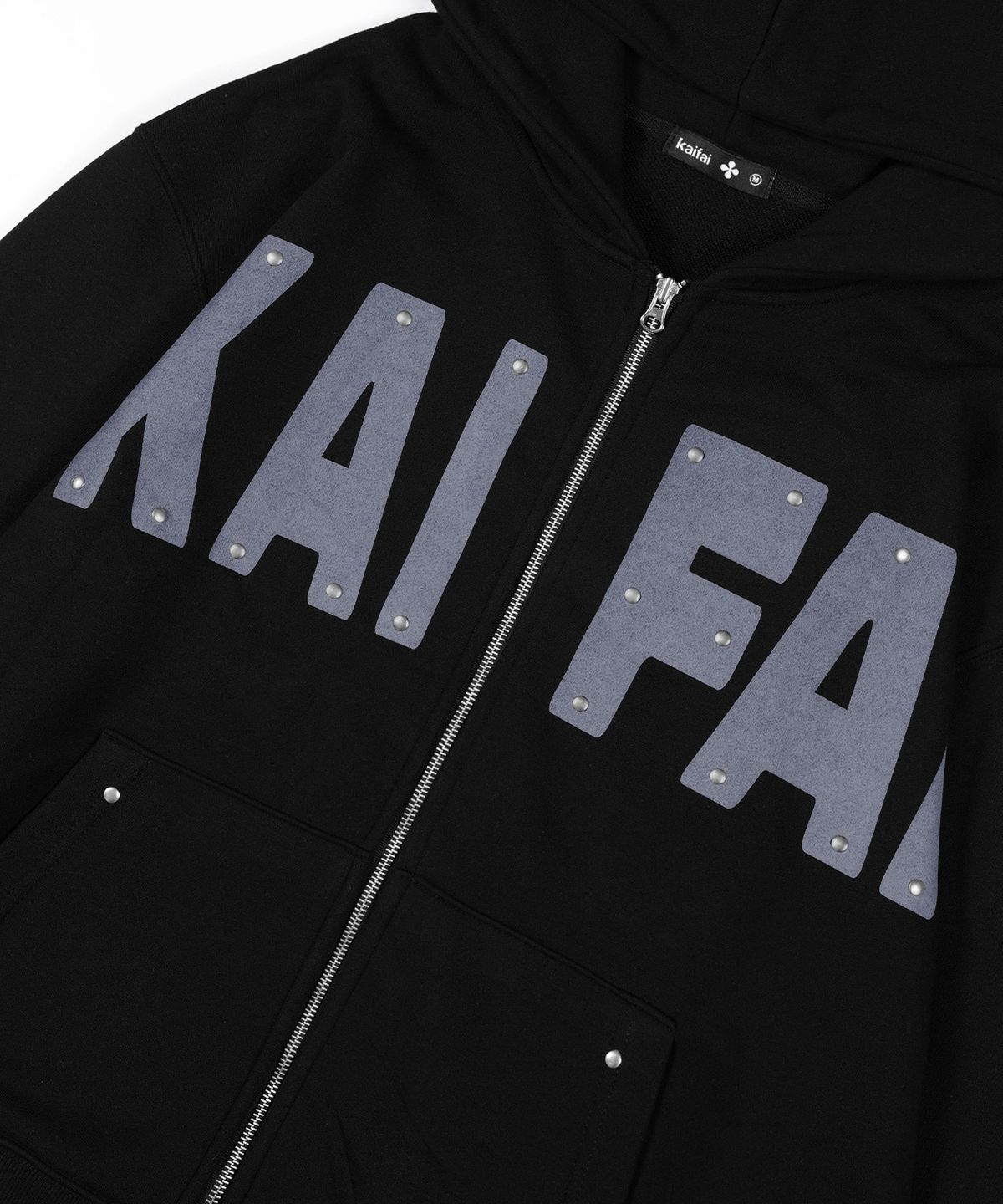 카이파이(KAIFAI) 로고 스터드 후드 집업 (블랙) K25ZA163