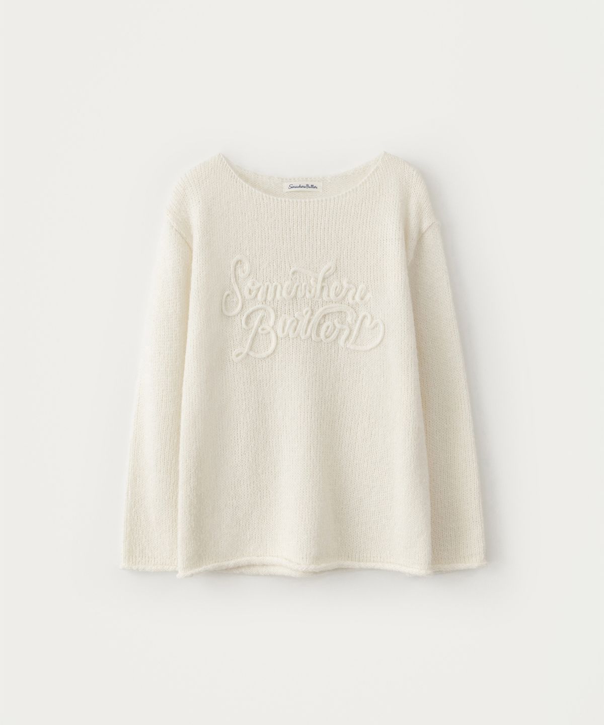썸웨어버터(SOMEWHEREBUTTER) Mohair Letter Long Sleeve Knit - Ivory