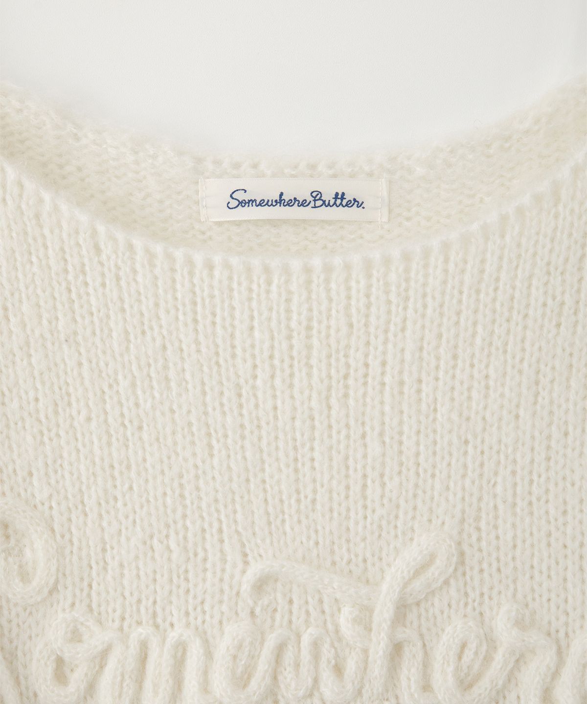 썸웨어버터(SOMEWHEREBUTTER) Mohair Letter Long Sleeve Knit - Ivory