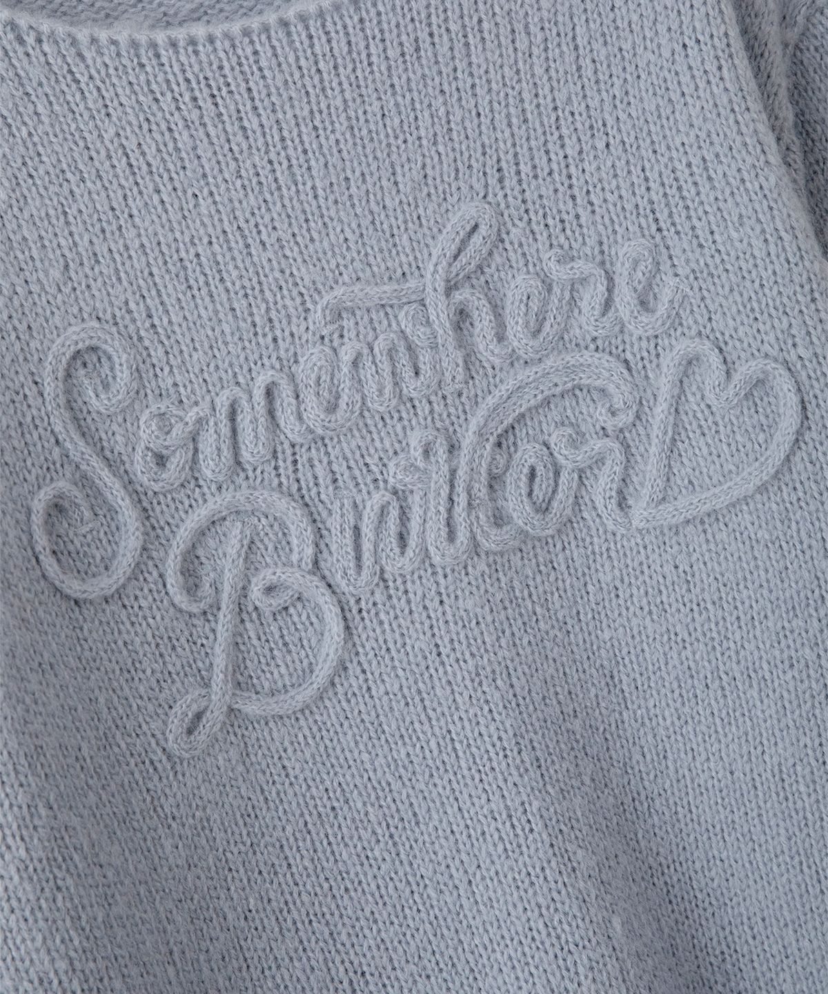 썸웨어버터(SOMEWHEREBUTTER) Mohair Letter Long Sleeve Knit - Light Blue