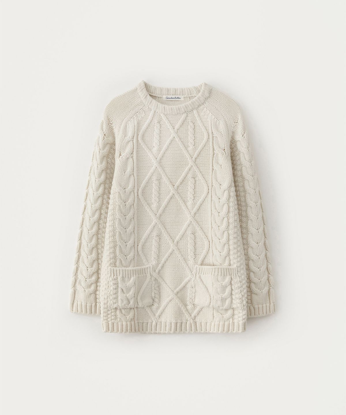 썸웨어버터(SOMEWHEREBUTTER) Posy Cable Wool Knit - Ivory