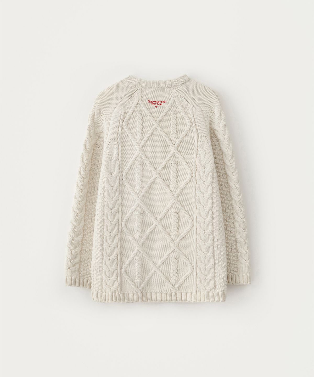 썸웨어버터(SOMEWHEREBUTTER) Posy Cable Wool Knit - Ivory