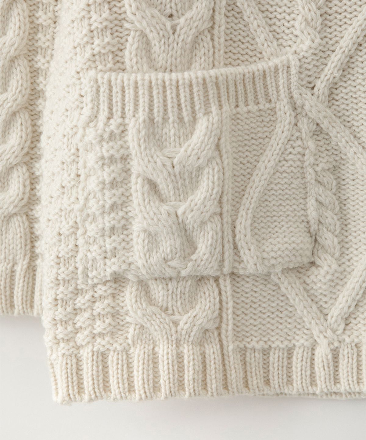 썸웨어버터(SOMEWHEREBUTTER) Posy Cable Wool Knit - Ivory