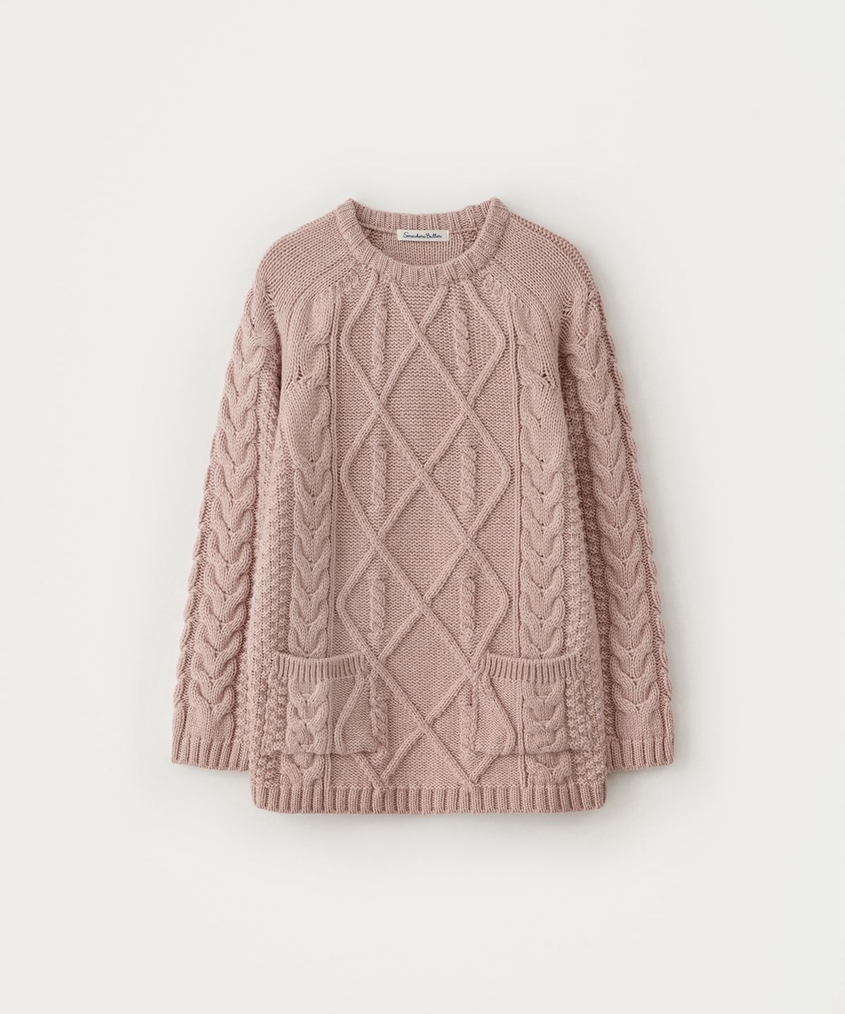 썸웨어버터(SOMEWHEREBUTTER) Posy Cable Wool Knit - Pink