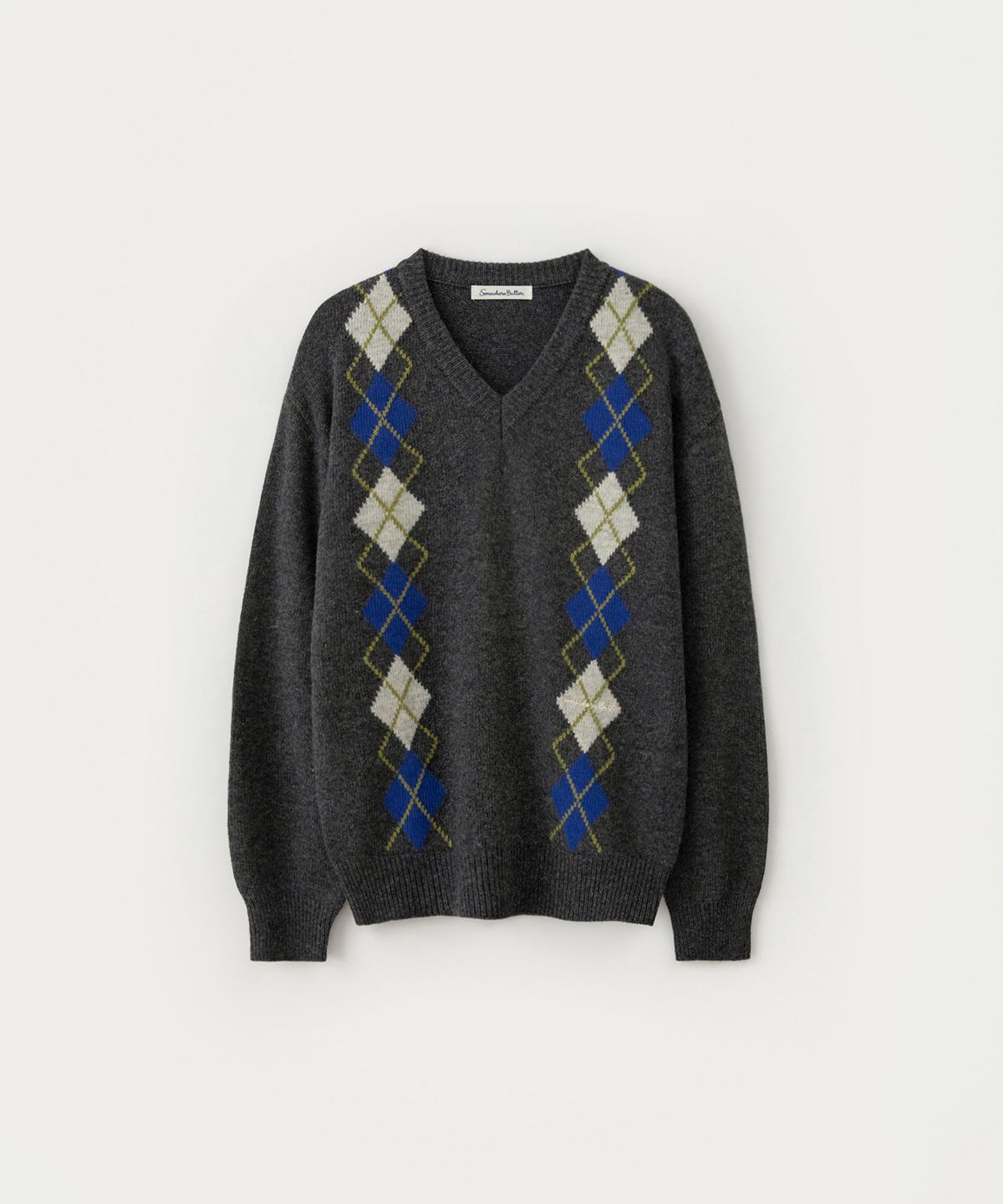 썸웨어버터(SOMEWHEREBUTTER) Noelle Argyle Knit - Charcoal