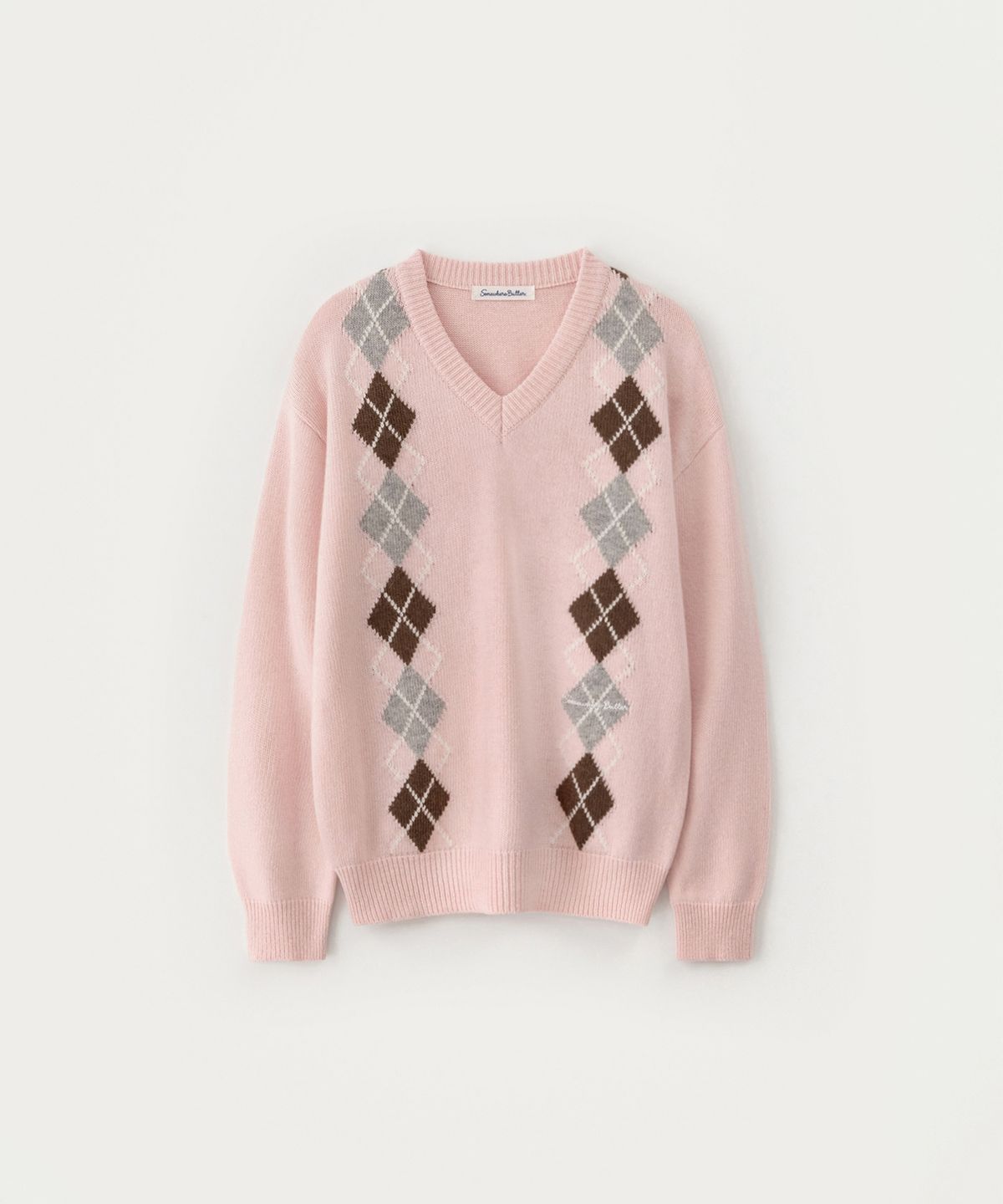 썸웨어버터(SOMEWHEREBUTTER) Noelle Argyle Knit - Pink