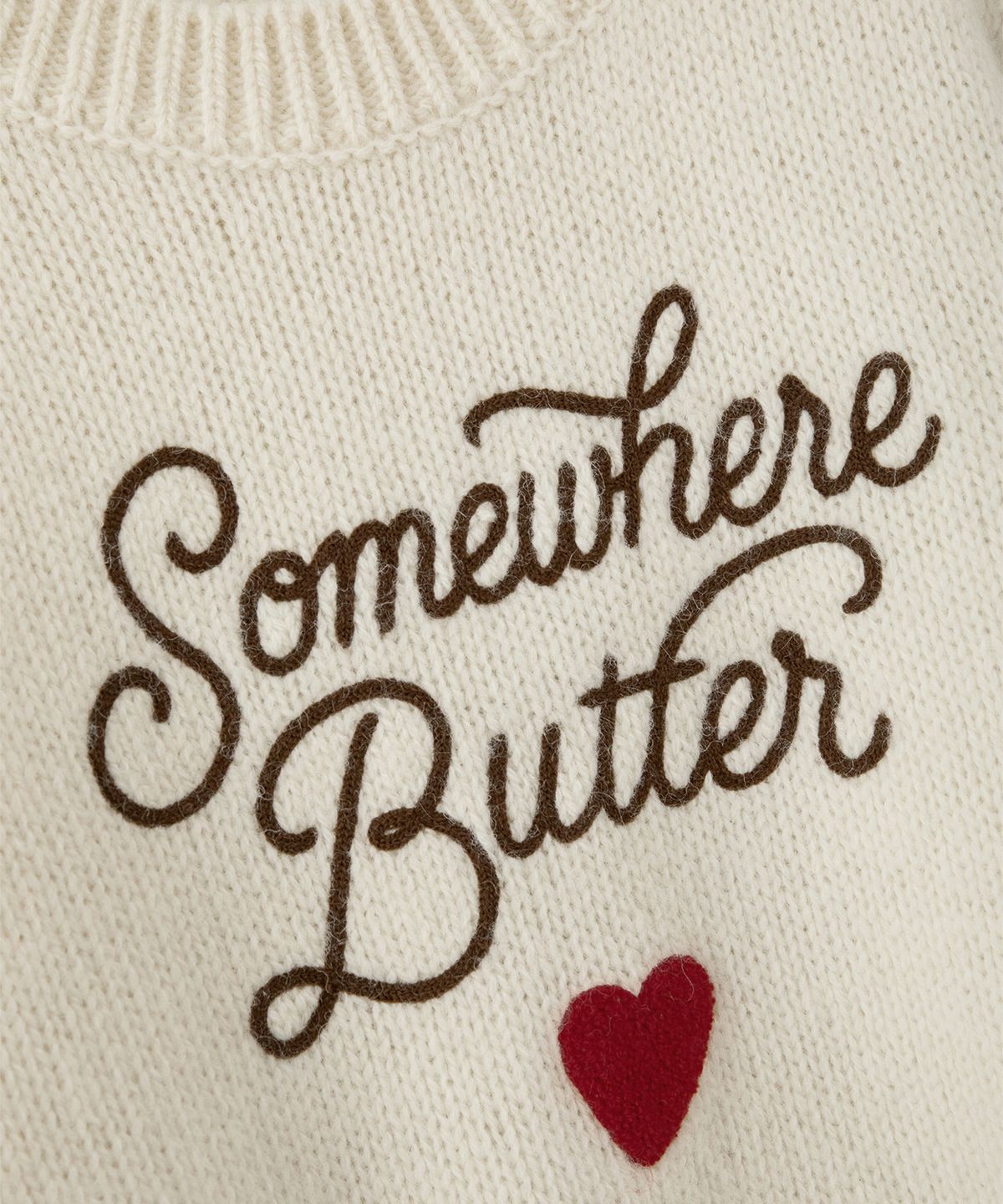 썸웨어버터(SOMEWHEREBUTTER) Boucle Heart Wool Knit - Ivory