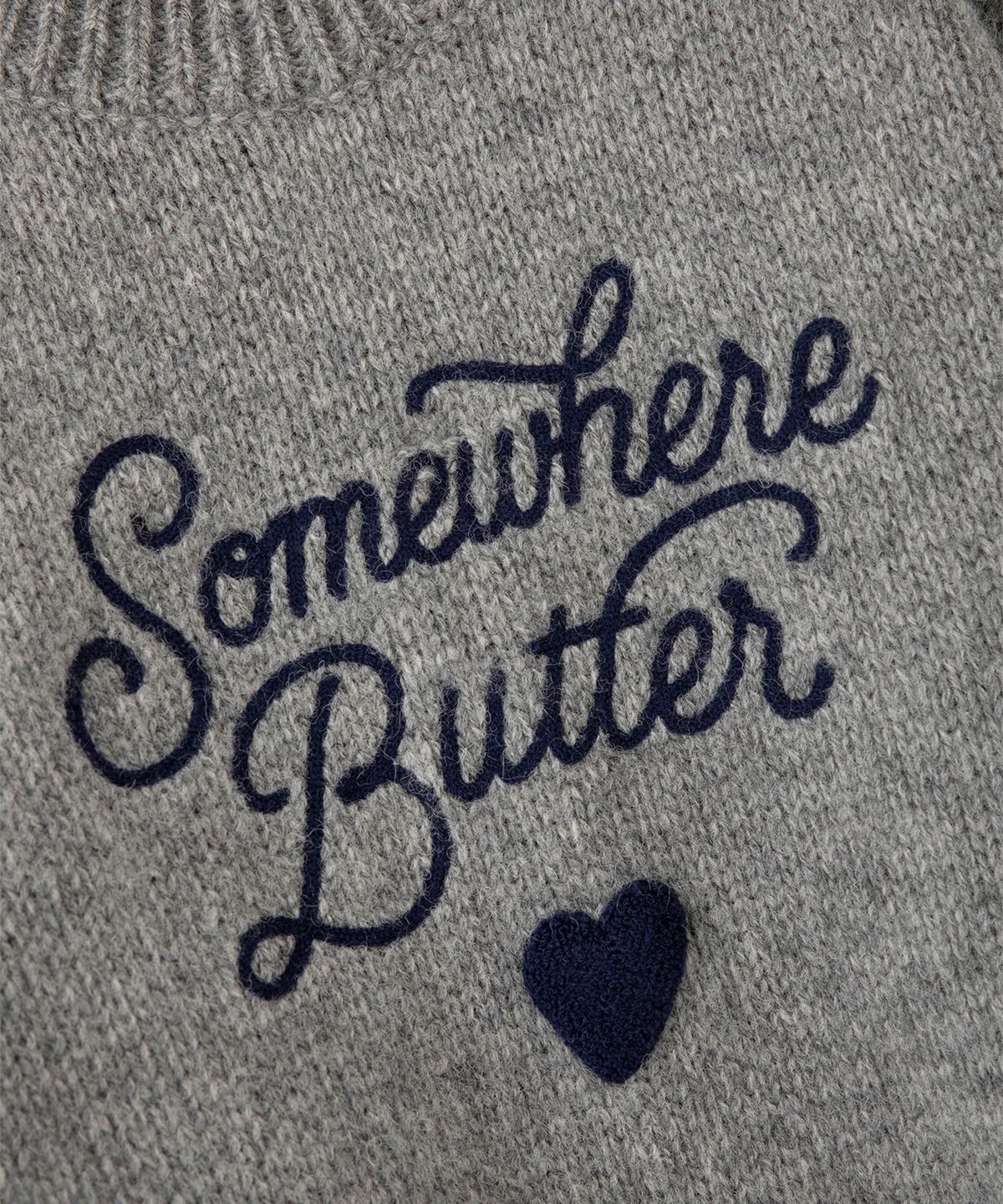 썸웨어버터(SOMEWHEREBUTTER) Boucle Heart Wool Knit - Grey