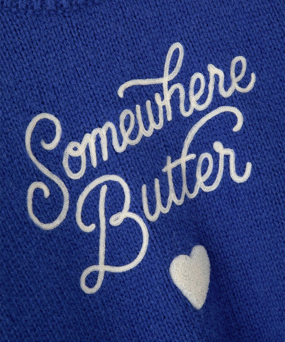 썸웨어버터(SOMEWHEREBUTTER) Boucle Heart Wool Knit - Cobalt Blue